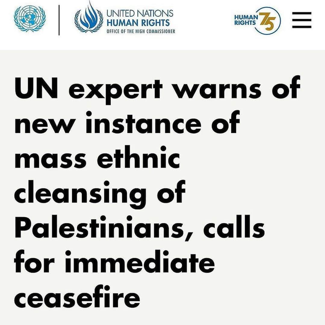 キャメロン・ラッセルさんのインスタグラム写真 - (キャメロン・ラッセルInstagram)「It should not be complicated to demand a ceasefire, condemn Hamas' violent attack on Israeli citizens, demand the safe return of hostages, demand water, electricity, humanitarian aid and workers be allowed to reach the 2.2 million Palestinians in Gaza. When we center nonviolence we must of course mean end Islamophobia, Anti-Semitism, casteism, all forms of dehumanization. No response will be perfectly informed, perfectly worded, or able to take away the immense pain and suffering. But Americans are implicated, our tax dollars and leadership have been and are a part of what is playing out today, and so I believe it is important we find imperfect ways to act and to say no more violence, end aparthied, stop genocide.   Slide 1: @rising_majority  Slide 2,3: screen cap from @a.alkateeb1 film Little Palestine: Diary of a Siege  Slide 4: United Nations Office if the High Commission」10月19日 2時58分 - cameronrussell