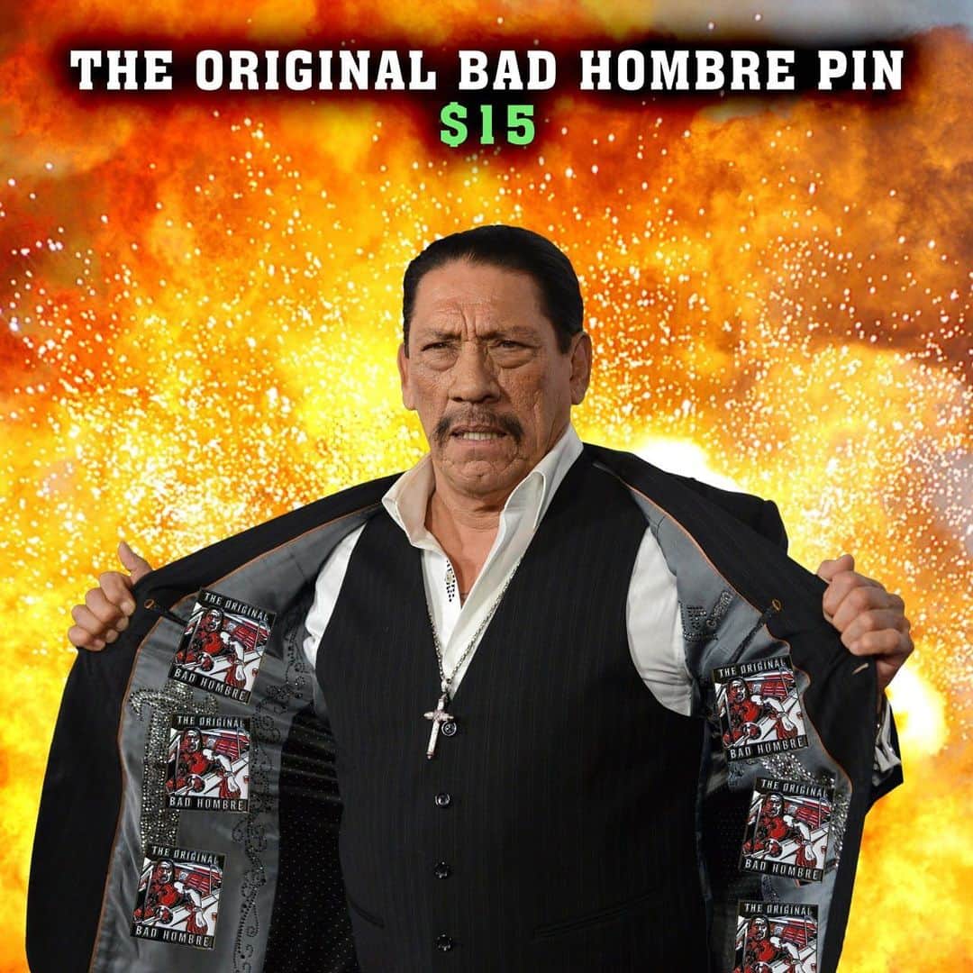 ダニー・トレホさんのインスタグラム写真 - (ダニー・トレホInstagram)「Add to your pin collection with my Original Bad Hombre Pin! A must have for any badass collection! Get yours now only on my shop *Link in Bio*  #pin #pins #dannytrejo #machete #badhombre #og #collectibles」10月19日 3時14分 - officialdannytrejo