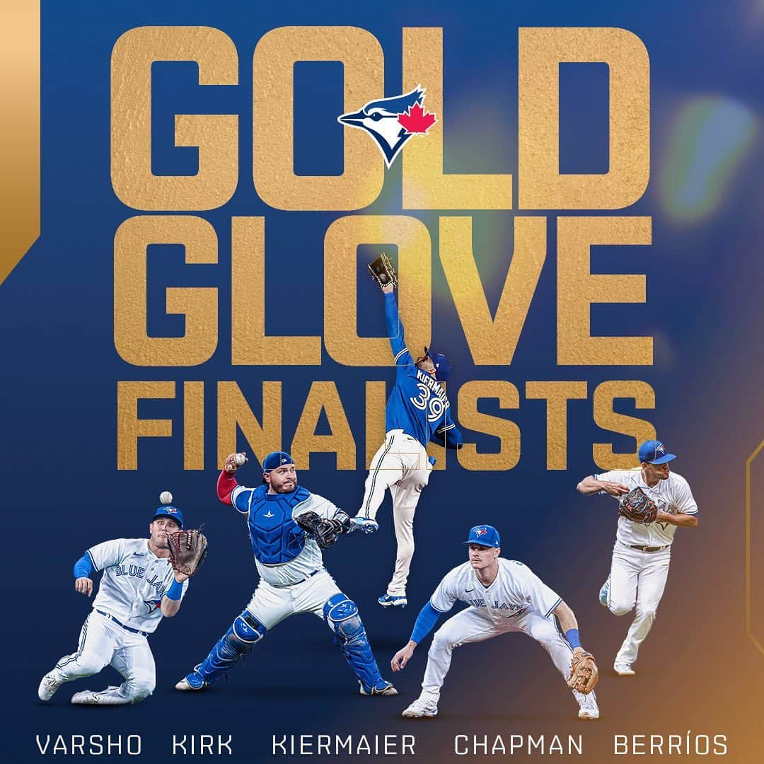 トロント・ブルージェイズのインスタグラム：「FIVE #BlueJays are 2023 Gold Glove Award Finalists! Winners are announced on November 5 👏」