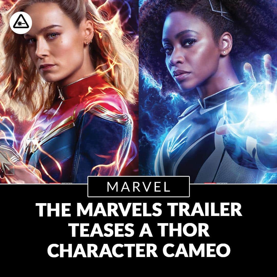クリス・ハードウィックのインスタグラム：「The latest trailer for The Marvels teases that a Thor character may cameo in the film. In The Marvels trailer, we see the iconic Asgardian bifrost appear and Captain Marvel notes, “I called a friend.”  link in bio」