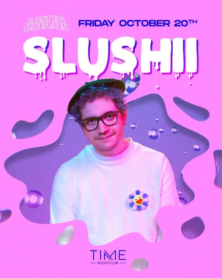 スラッシーのインスタグラム：「Get lost in the playful melodies and infectious energy of @slushii for @itslostindreams this Friday, 10/20. 🍧 ✨   Secure final tickets now!」