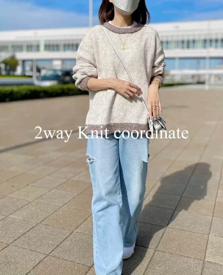 emi0830emiのインスタグラム：「2023.10.18 \\2way Knit着回し//  ミックス糸が可愛いニット🧶 ボタンの面と無地の面前後2way🫶🏻  しまむらのカットデニムとUNIQLOのリブニットパンツを合わせて、それぞれ違う雰囲気で着てみたよ❤︎  昨夜の投稿の再投稿です🫠 反応下さってた皆さまごめんなさい🥲🙏  knit  #classicalelf @classicalelf_official  denim #shimamura @grshimamura  pants #uniqlo @uniqlo_jp  bag #loewe / #qoo10 shoes #nikeairrift @nike   * * * * * * * * * * * * * * * *  #きれいめカジュアル#大人カジュアル#オトナカジュアル#大人コーデ#大人ファッション#高身長コーデ#クラシカルエルフ#エルフコーデ#uniqloコーデ#ニットコーデ#ニット#ニットパンツ#zozotown購入品#ニットバッグ」