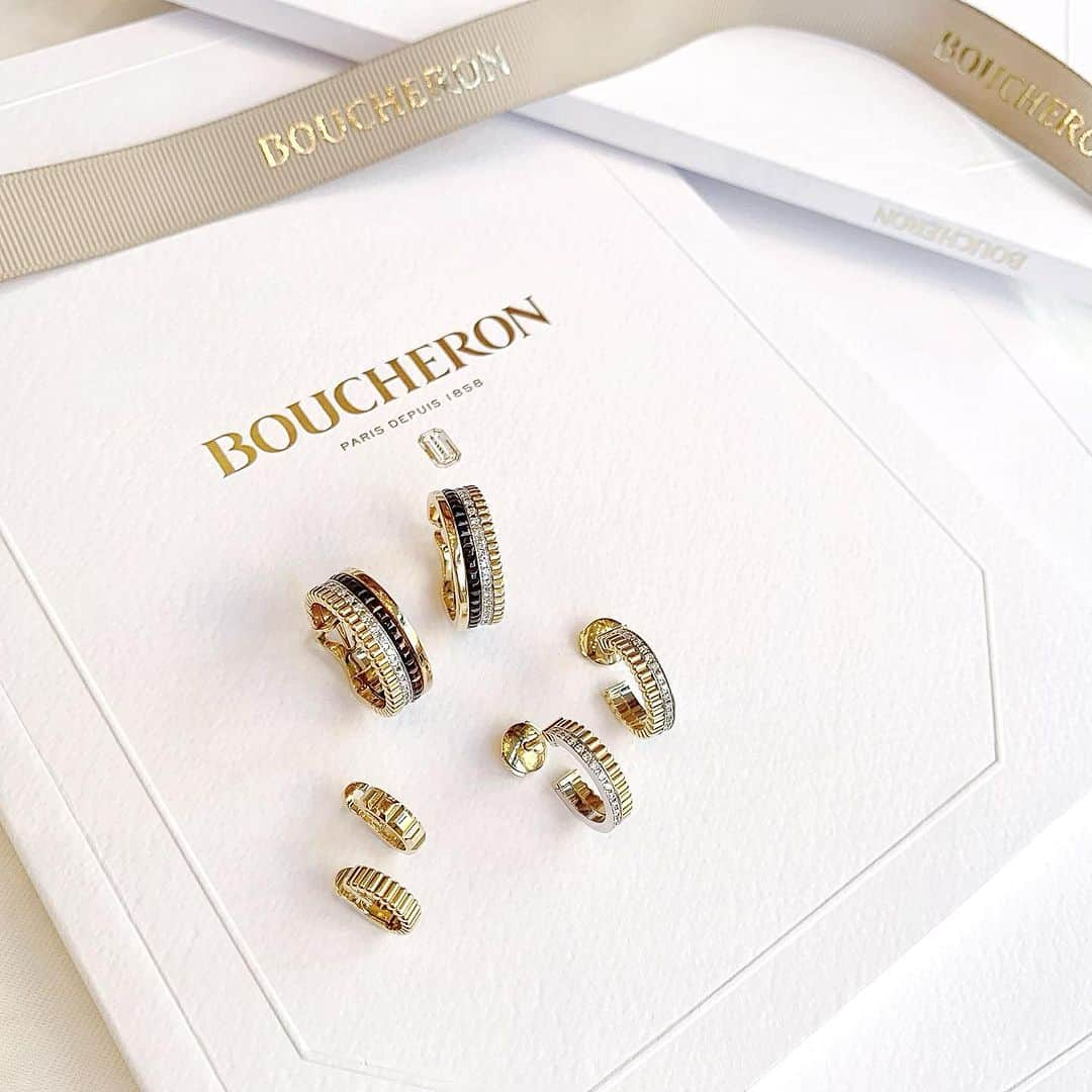 bijouxthreecさんのインスタグラム写真 - (bijouxthreecInstagram)「【BOUCHERON】  1858年にフレデリック・ブシュロンが創業したブシュロン。 パリ・ヴァンドーム広場にブティックを構えた最初のハイジュエラーです💎  26番地の本店は広場の中で最も日当たりがよく、 ウインドーに飾られたジュエリーが最も美しく光り輝きます✨✨  その中でも人気の高いキャトルシリーズや、 クルドパリのピアスはデイリー使いもしやすく非常に人気も高いです👂   #BOUCHERON  #ブシュロン  #boucheronquatre   #ブシュロンキャトル  #quatre  #キャトル  #ラディアント  #キャトルラディアント  #クルドパリ  #グログラン  #ブシュロンピアス  #キャトルピアス  #ピアス  #イヤリング  #BIJOUXTHREEC  #ビジュースリーク  #新潟  #古町」10月19日 18時45分 - bijouxthreec