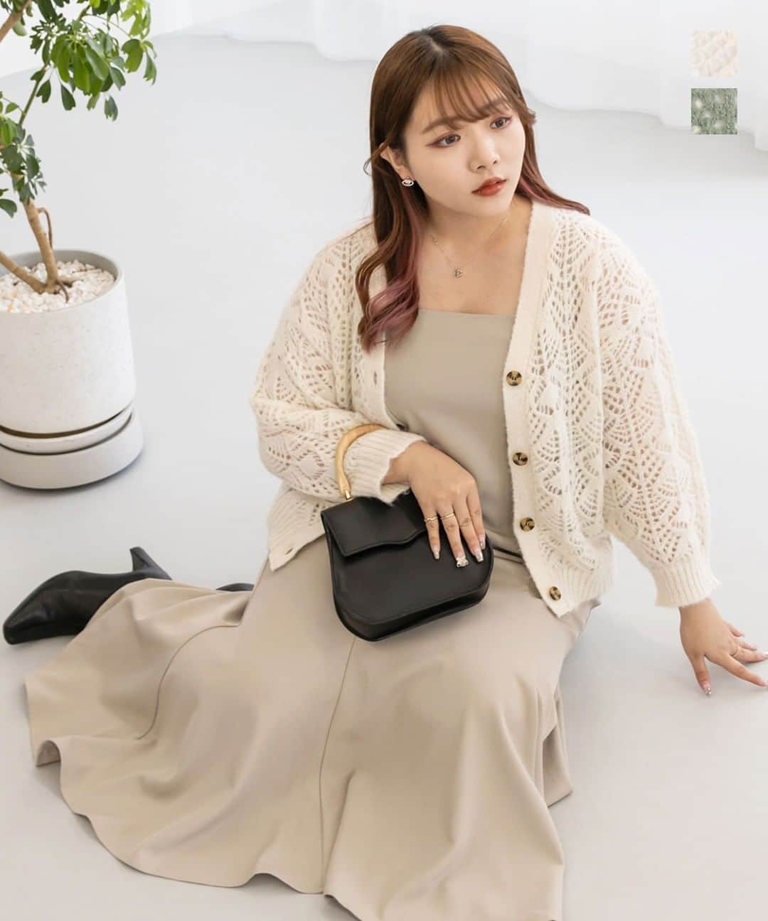 のインスタグラム：「・10/19新作up・  透かし編みモヘアカーディガンなど計3点！  ▼プロフィールのリンクもしくは画像をタップ♪ @clette_official  #大きいサイズ #ぽっちゃり #plussize #plussizefashion #ぽっちゃりコーデ #coordinate #ladies #fashion #shopping #通販 #clette #カーディガン #プルオーバー #スカート」