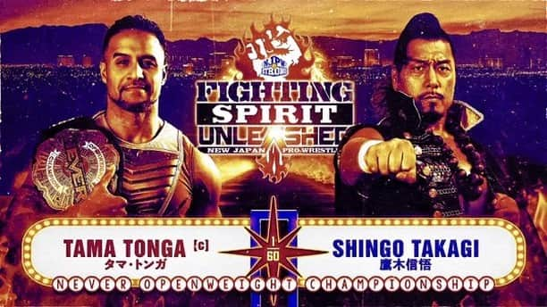 新日本プロレスのインスタグラム：「Next Saturday, October 28, a loaded night in Las Vegas for「Fighting Spirit Unleashed」!! @samstownlv 【日本時間・10/29(日)11時～ ラスベガス大会の“全対戦カード”決定！新日本プロレスワールドで日本語実況LIVE配信！】 ・メインは、タマ・トンガvs鷹木信悟のNEVER戦！  #njFSU #njpw #njpwworld」