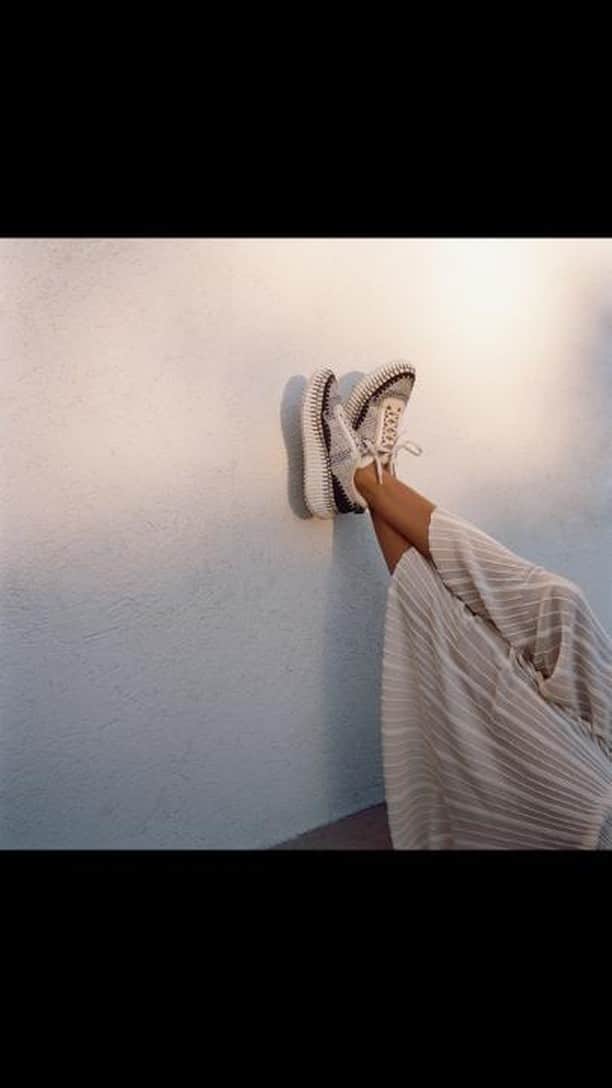 Chloéのインスタグラム：「Made from 40% recycled materials, the Nama sneaker reflects Chloé’s commitment to reducing environmental impact and comes in an array of colours including ‘cosmic blue’.   @thelastbirdinthesky is filmed wearing the Nama sneaker in Los Angeles by @claracullen.」