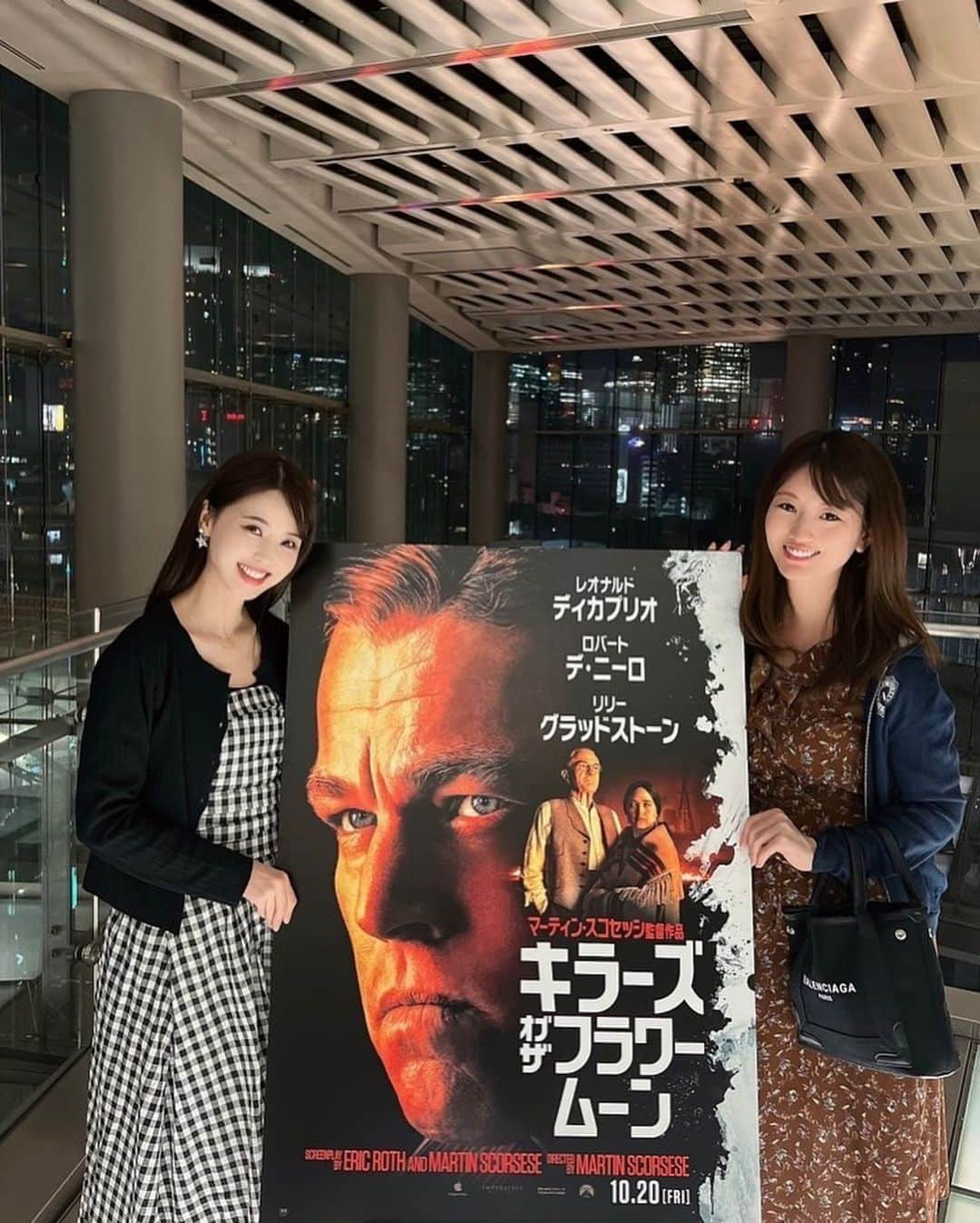 にゃんさんゴルフさんのインスタグラム写真 - (にゃんさんゴルフInstagram)「東和ピクチャーズさんから 試写会に招待されて映画鑑賞🎬 2日連続で会えてるたおちゃんと💓  10月20日公開の 「キラーズ・オブ・ザ・フラワームーン」✨  渋いレオ様😽 「ダメ男」を演じていた怪演レオナルド・ディカプリオ👏 終始ハラハラしてしまった！笑 ロバート・デ・ニーロは怖かった🥴  最後の夫婦の２人の会話が、、🤣 最後のオチがわかった上でまた映画館で見たいと思いました🐈  終わったあとに LiLiCoさんと SUPER BEAVERの渋谷龍太さんのアフタートークショー🙆‍♂️👏  長時間だったけどあっとゆうまでした🐈  #PR #SUPERBEAVER#LiLiCo#movie #映画キラーズ #ディカプリオの怪演を語ろう」10月19日 17時19分 - miiiii0228