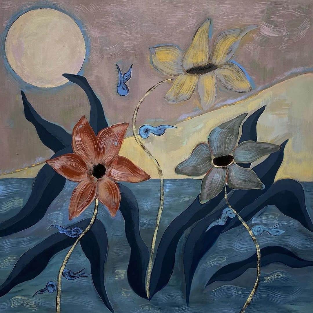 Meganのインスタグラム：「Something quiet and beautiful by @conievallese 🌼 . . . . #flowers #painting #stilllife」