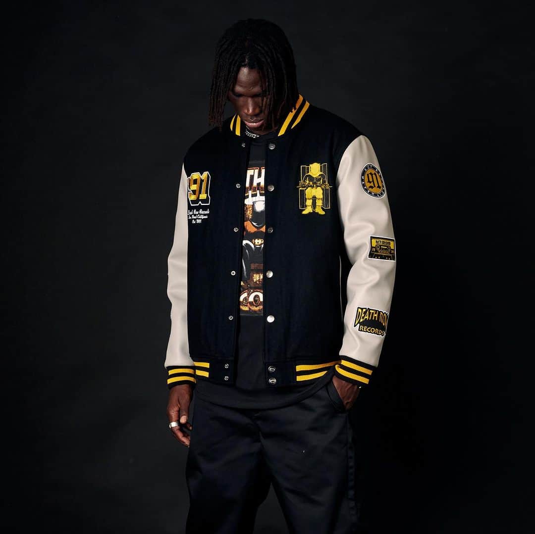 Crooks & Castlesのインスタグラム：「Collegiate Varsity Jacket ⚡️  new @deathrowrecords just dropped」