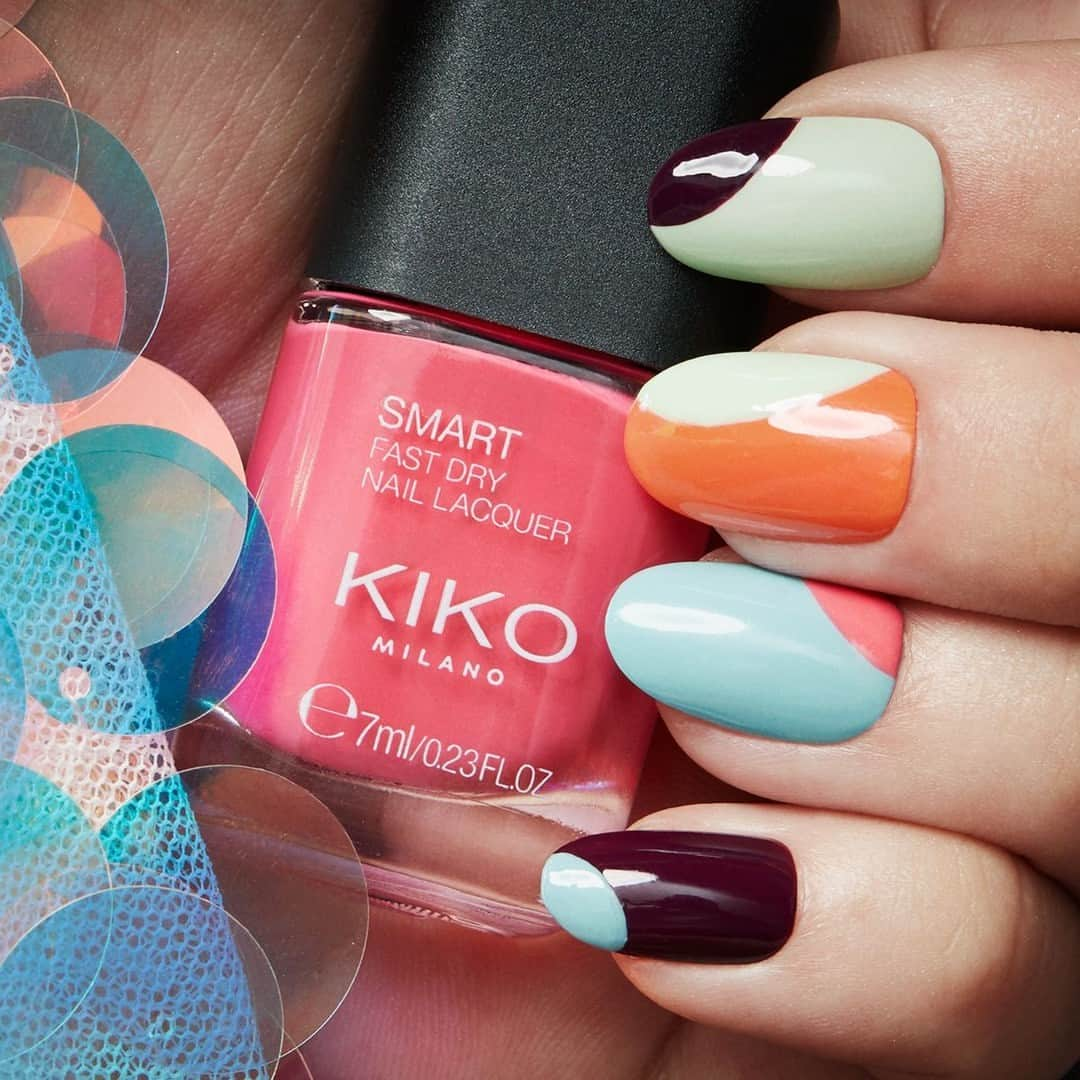 KIKO MILANOさんのインスタグラム写真 - (KIKO MILANOInstagram)「Our Smart Nail Lacquers are the perfect choice for your #nailart designs! Thanks to their quick-drying formula and high pigmentation, you'll be able to effortlessly create show-stopping manicures in no time and for any occasion 💅 ⁣ ⁣ #KIKONails #naillook #nailpolish #cutenails #geomatricnailart⁣ ⁣ Shades 80, 85, 62, 16, 65⁣ ⁣」10月20日 4時00分 - kikomilano