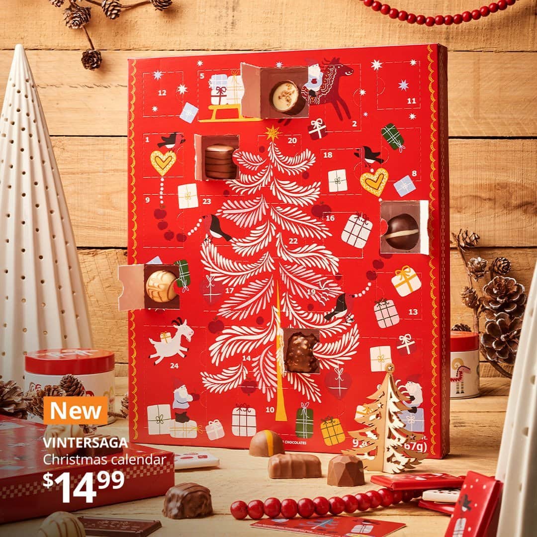IKEA USAのインスタグラム：「Hurry, get the limited 2023 IKEA Christmas calendar at your local store now! Celebrate magical holiday moments together with delicious sweets, a $5 promotional voucher, a voucher for a free meatball plate and a ton of seasonal spirit. Learn more at link in bio.」