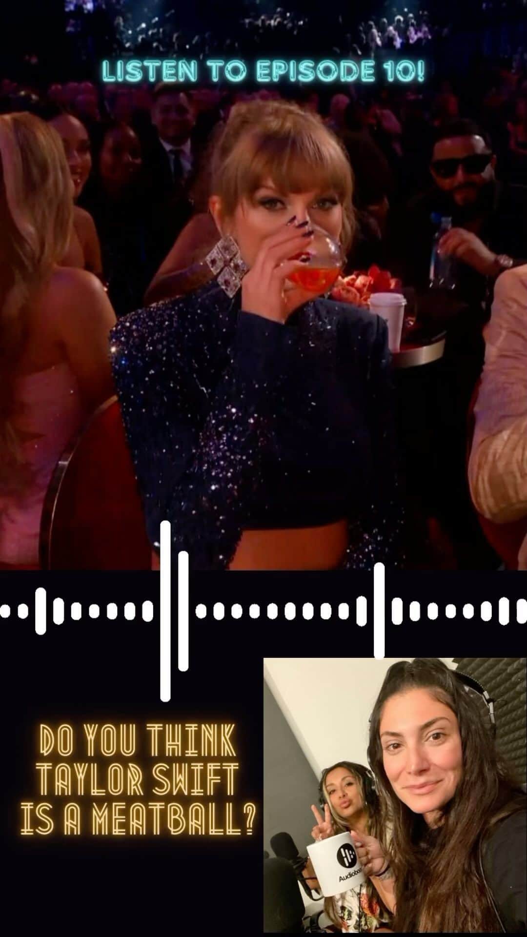 ディーナ・ニコール・コルテーゼのインスタグラム：「Taylor Swift is def a meatball ! Tune into an all new @meatballpod now ! Click link in story !」