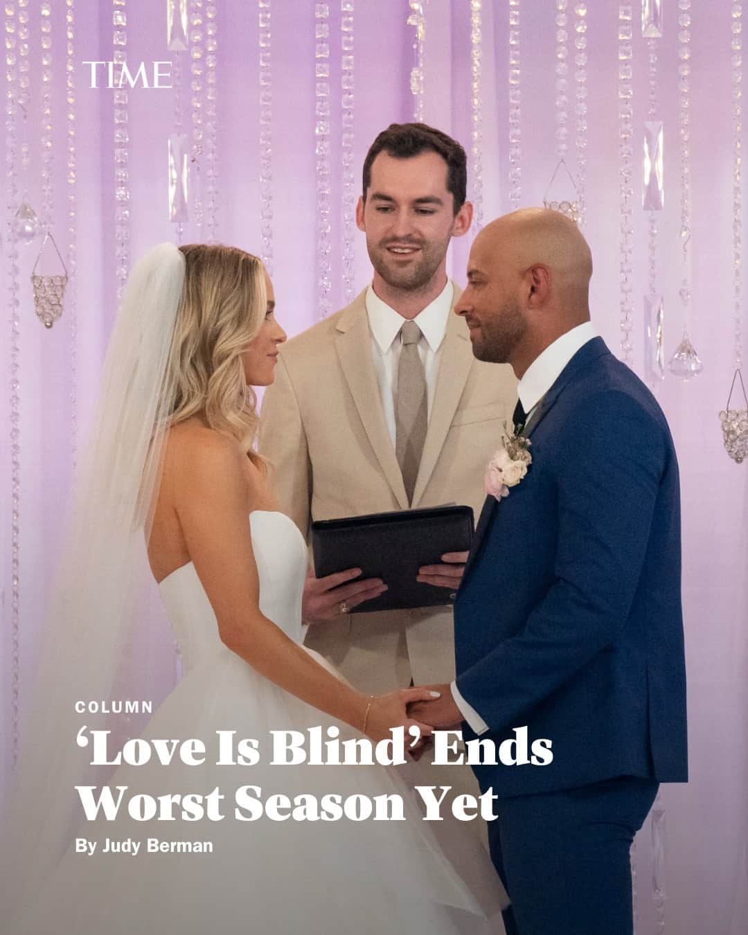 TIME Magazineのインスタグラム：「“It’s a season that could convince you love is not blind, but dead,” writes TIME critic Judy Berman.   The fifth season of Netflix’s #LoveIsBlind turned out to be a season that couldn’t even put a happy face on its so-called social experiment by marrying off one reasonably sympathetic couple.  After a relatively low-conflict fourth season that resulted in three marriages out of four couples, fans have been savoring the drama of the show’s latest episodes, featuring singles from Houston.  Yet, when you remember that there are real people behind the breathless headlines, the show’s soapy mess keeps getting harder to enjoy. And as the deceptions, delusions, and alleged abuses of this past season of ‘Love Is Blind’ have underscored, nothing good can come of so much reality-TV artifice masquerading as true romance.  “It seems fair to conclude that the highly stage-managed environment of reality dating just isn’t healthy,” Berman writes, for the contestants, or the viewers.  At the link in bio, read more on why the most recent season calls for a reality dating show reckoning.  Photograph by Rebecca Brenneman—Netflix」