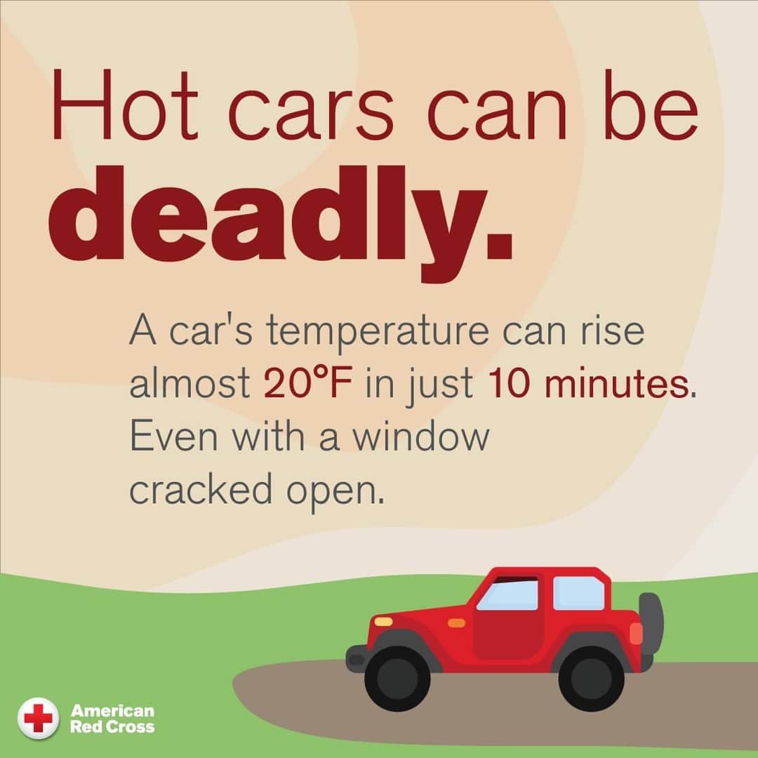 ネーブ・キャンベルのインスタグラム：「This is how you can prevent a heat-related death from occurring. ➡️ Never EVER leave children or pets in your vehicle even if the window is cracked open.  Stay safe during extreme heart and protect yourself and your loved ones by following the tips in our link in bio.   #HeatSafety #RedCross #SafetyTips」