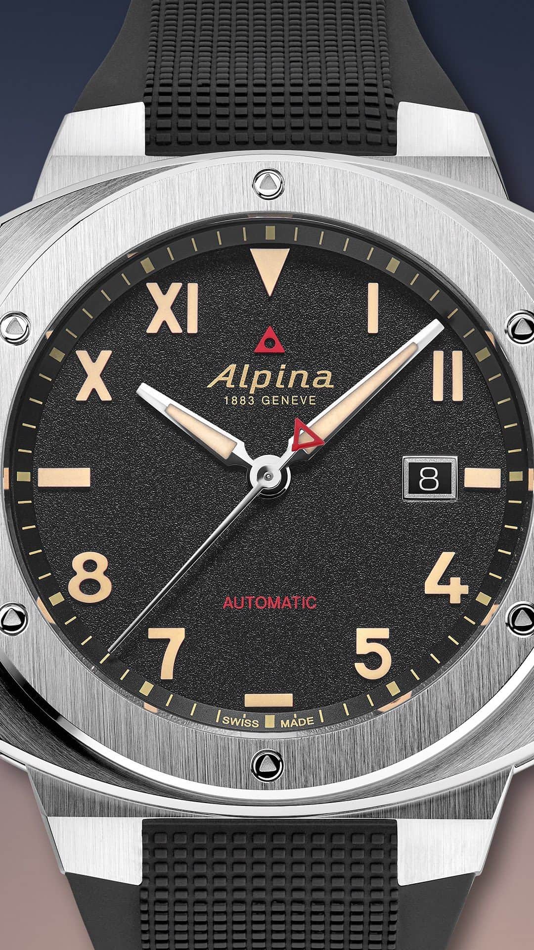 アルピナのインスタグラム：「The Alpiner Extreme Automatic outdoor watch inspired by the Alps has temporarily taken flight from its native Switzerland for a winter sun break: for the first time in its history, it’s been decked out with a California dial.  #AlpinerCollection #California #SwissWatchmaking」