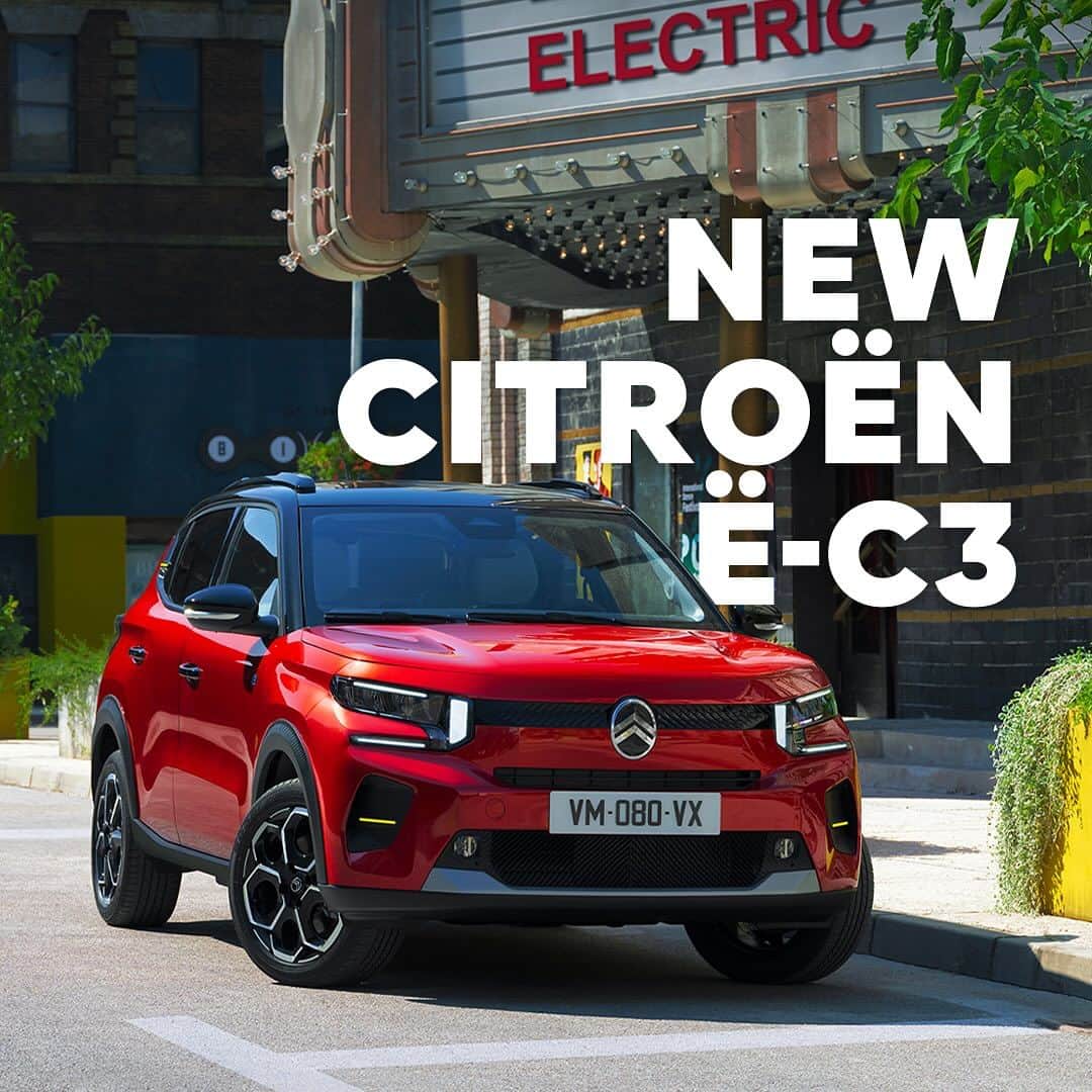 Citroënのインスタグラム：「A new electric era is here. New Citroën ë-C3 all electric, starting from €23,300. Available to pre-order #NewCitroënËC3 #AllElectric」