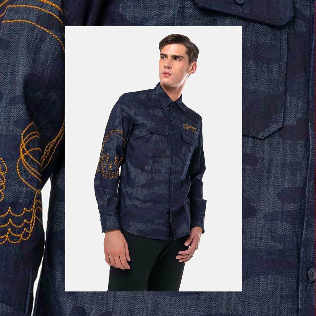 ハイドロゲンのインスタグラム：「Elevate your style with "Avvocato" DNA shirt💀where HYDROGEN's icons and camouflage unite in the name of fashion😎  shop at hydrogen.it | link in bio  #hydrogen_official #avvocatoshirt #luxurysportswear #newin #newcollection」