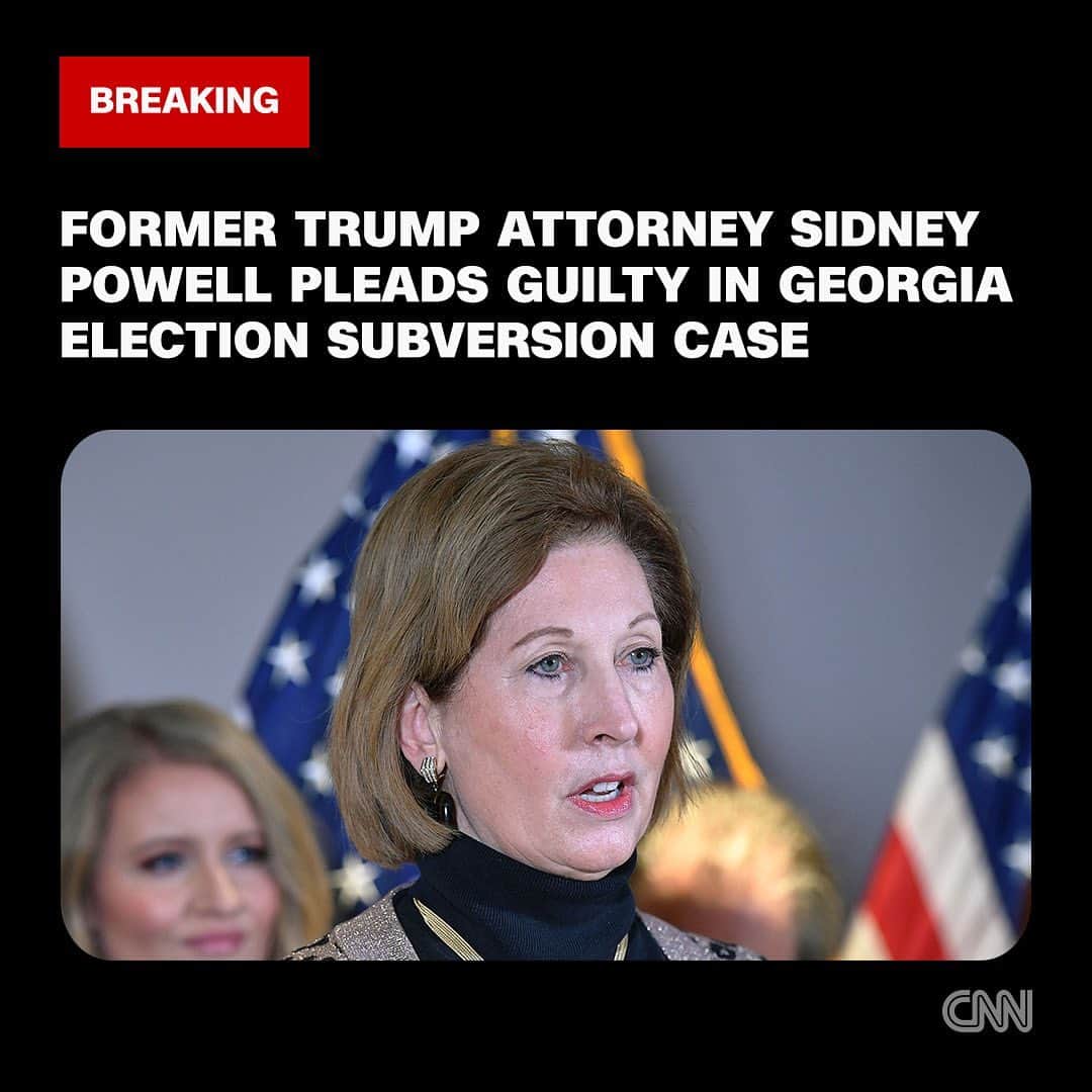 CNNさんのインスタグラム写真 - (CNNInstagram)「Former Donald Trump attorney Sidney Powell has pleaded guilty in the Georgia election subversion case, one day before her trial was set to start.   Prosecutors are recommending a sentence of six years probation. Powell will also be required to testify at future trials and write an apology letter to the citizens of Georgia. Read more at the link in our bio.   📸 : Mandel Ngan/AFP/Getty Images」10月19日 23時11分 - cnn
