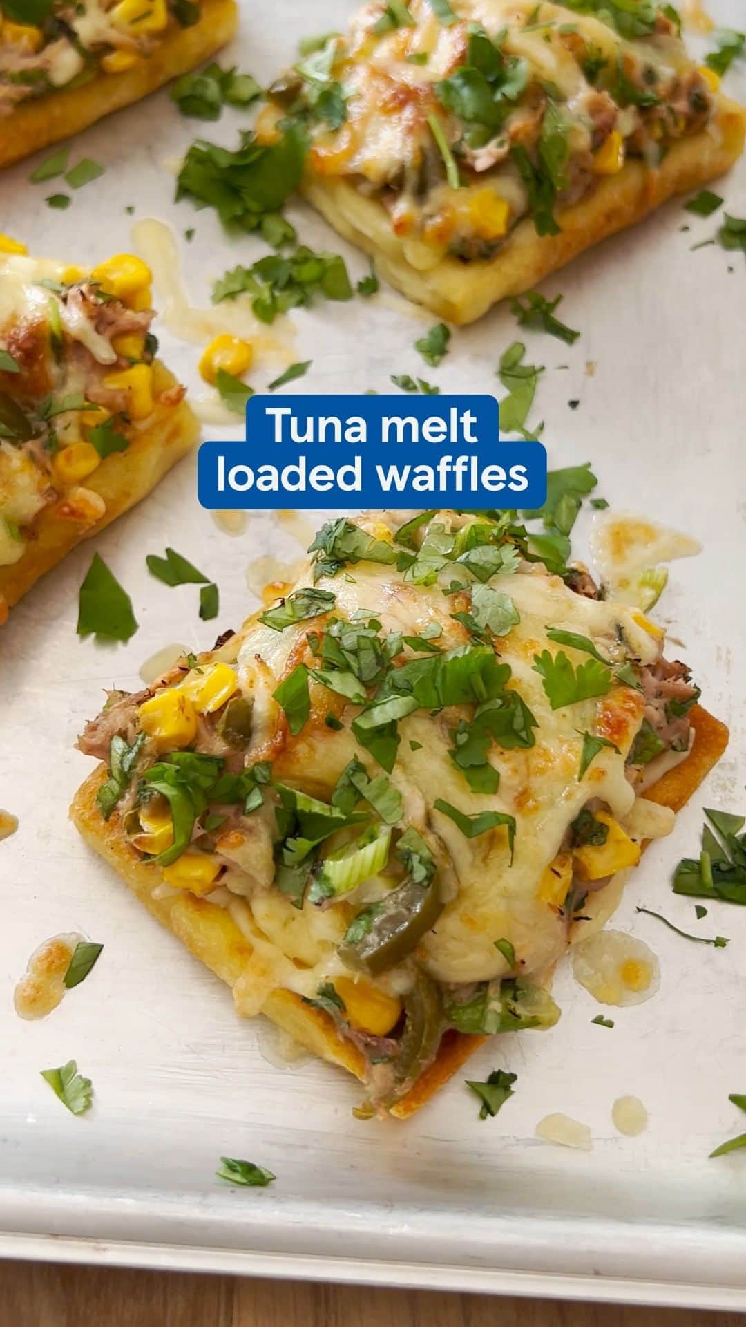 Tesco Food Officialのインスタグラム：「Who says waffles are a just a side? These fully loaded tuna melt waffles are giving main character energy. Take note from @novicekitchen_ and head to the link in bio for the recipe that’s perfect for a speedy lunch or dinner.」