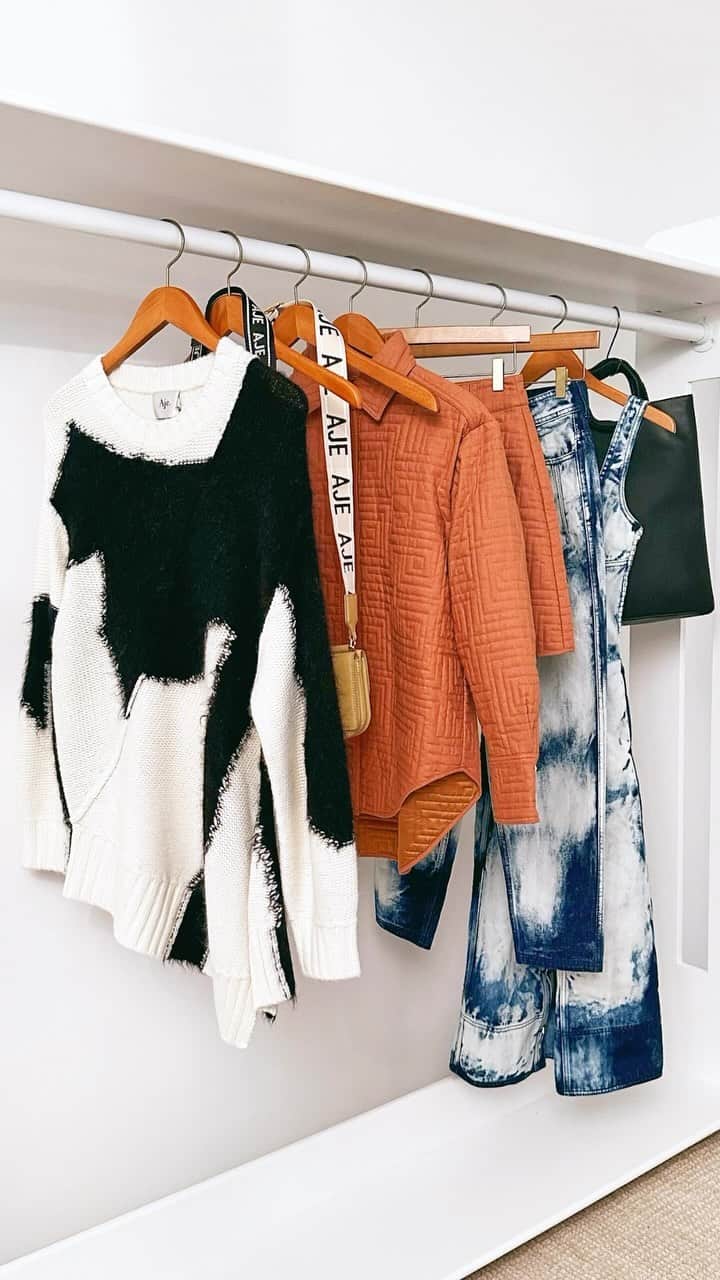 Shopbopのインスタグラム：「WARDROBE WINNERS: Standout denim dresses, tailored toppers, sleek bags... your closet has never looked better, thanks to @_aje_」