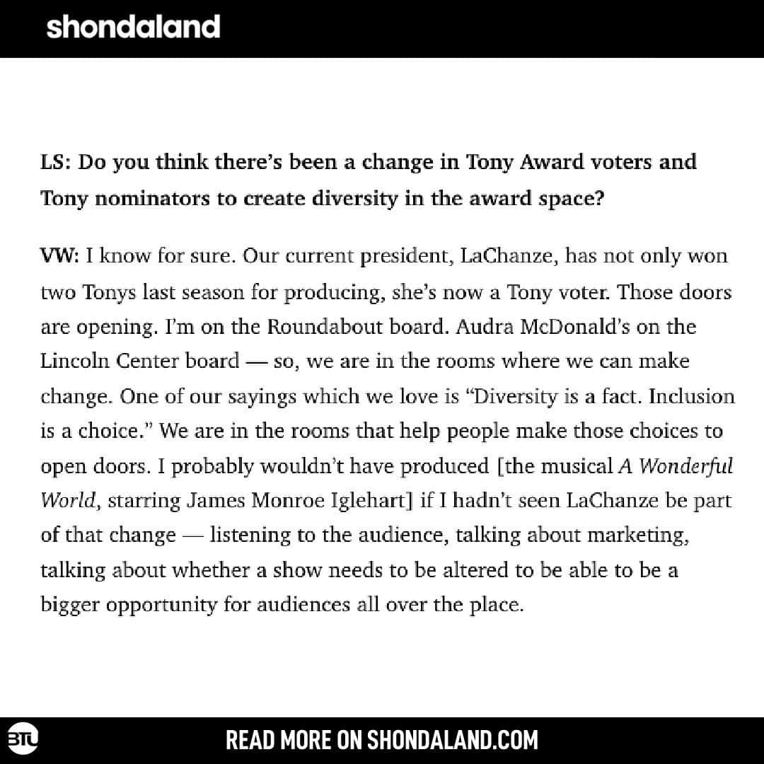 ヴァネッサ・ウィリアムスさんのインスタグラム写真 - (ヴァネッサ・ウィリアムスInstagram)「In a recent interview with Shondaland's Leigh Scheps (@leighscheps) , founding member Vanessa Williams recently shared  how Black Theatre United is working diligently to help transform Broadway - from the New Deal for Broadway to BTUs internship program.  ⠀⠀⠀⠀⠀⠀⠀⠀⠀ Williams also discusses BTUs upcoming gala, her venture into Broadway production, and her passionate dedication to driving change. ⠀⠀⠀⠀⠀⠀⠀⠀⠀ Read the full article on: shondaland.com or hit the link in stories.  Gala Ticket #linkinbio ⠀⠀⠀⠀⠀⠀⠀⠀⠀ #BTUGala2023 #shondaland #blacktheatreunited #btu」10月20日 1時28分 - vanessawilliamsofficial