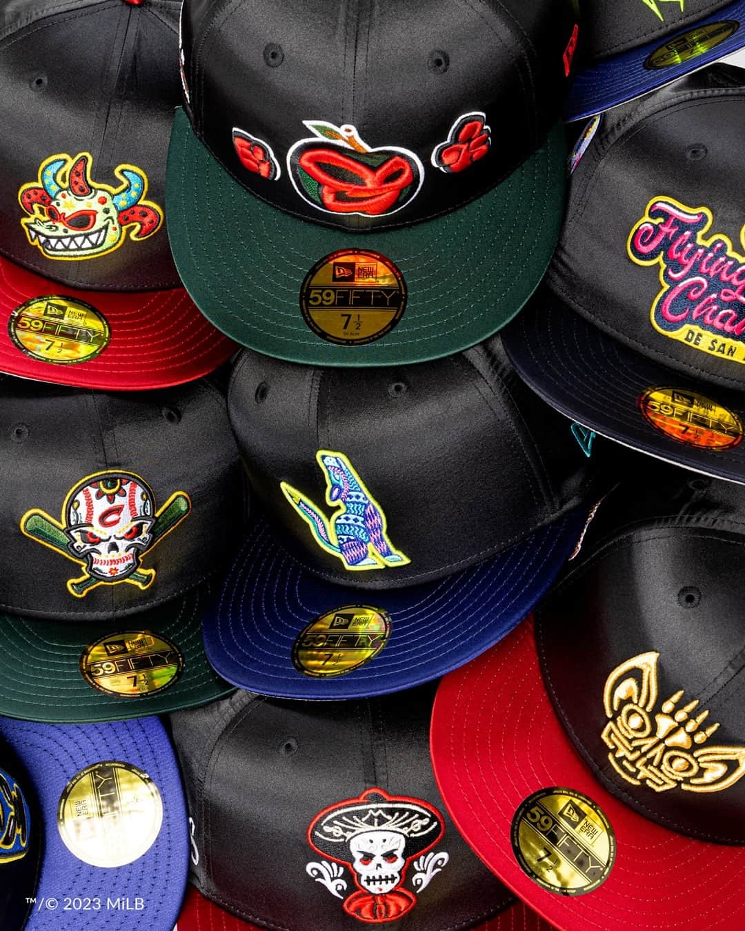 ニューエラ・キャップのインスタグラム：「New styles for your Day of the Dead collection. Celebrate the holiday with New Era’s latest drop featuring remixed designs and all-new MiLB styles.」