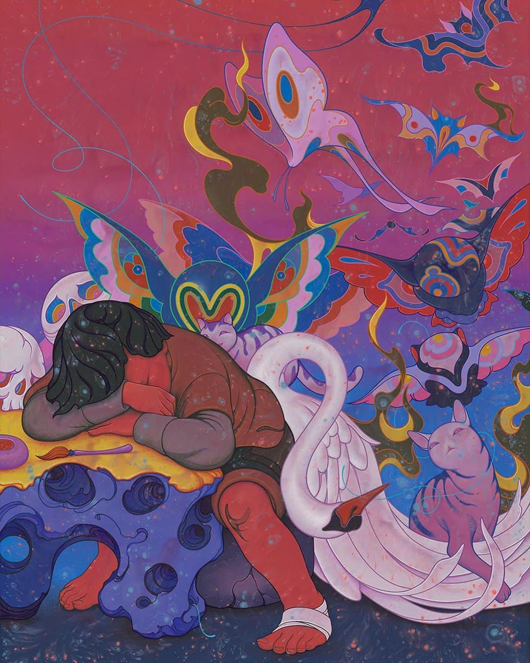 ジェームス・ジーンのインスタグラム：「Sleep of Reason. Acrylic on Canvas, 36 x  48”, 2023.」