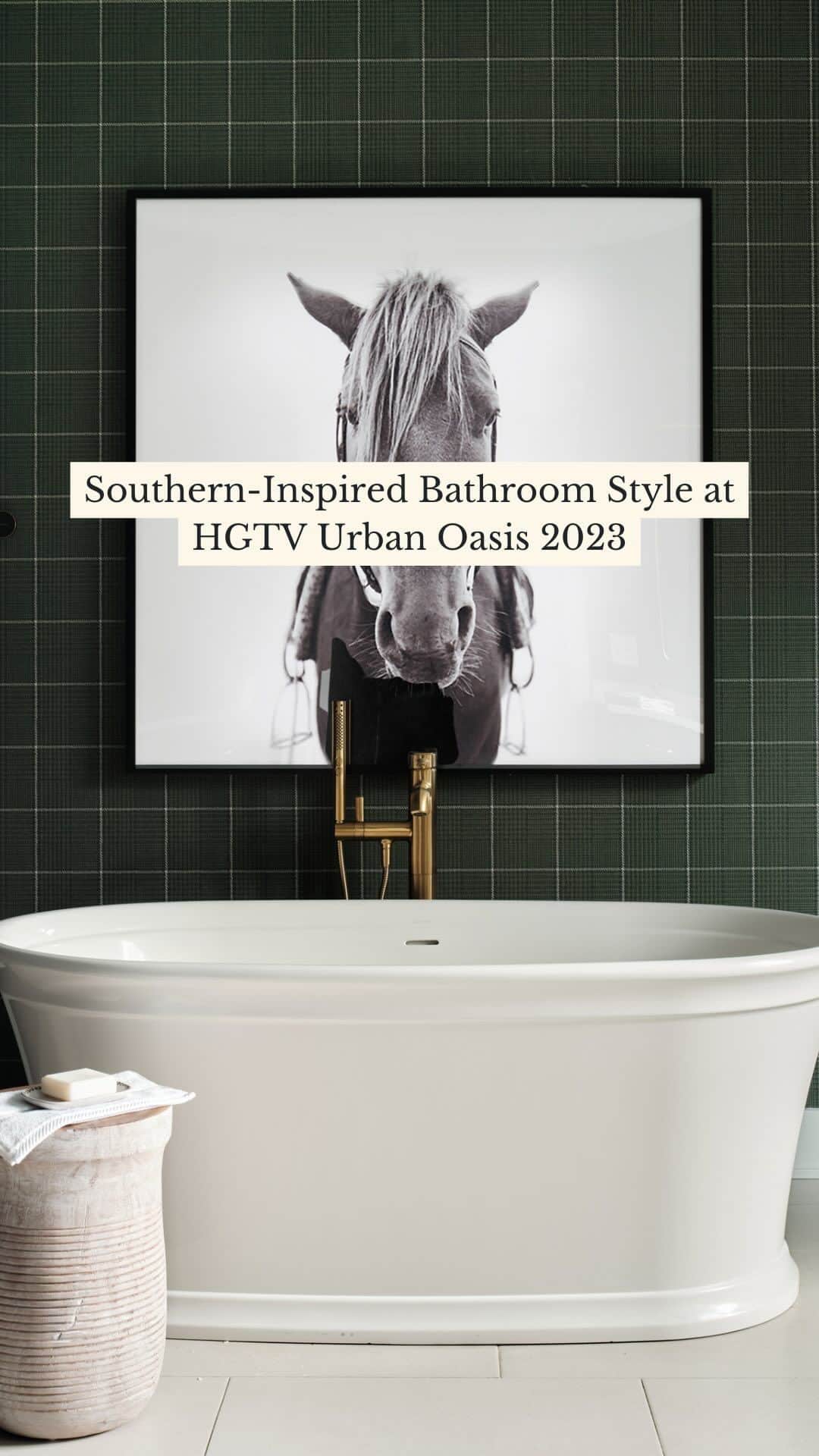 HGTVのインスタグラム：「We can’t get enough of the sophisticated Southern style in the primary bathroom at HGTV Urban Oasis 2023. 🤩 See more + shop this space when you click this post at our link in bio. 👈🏼」
