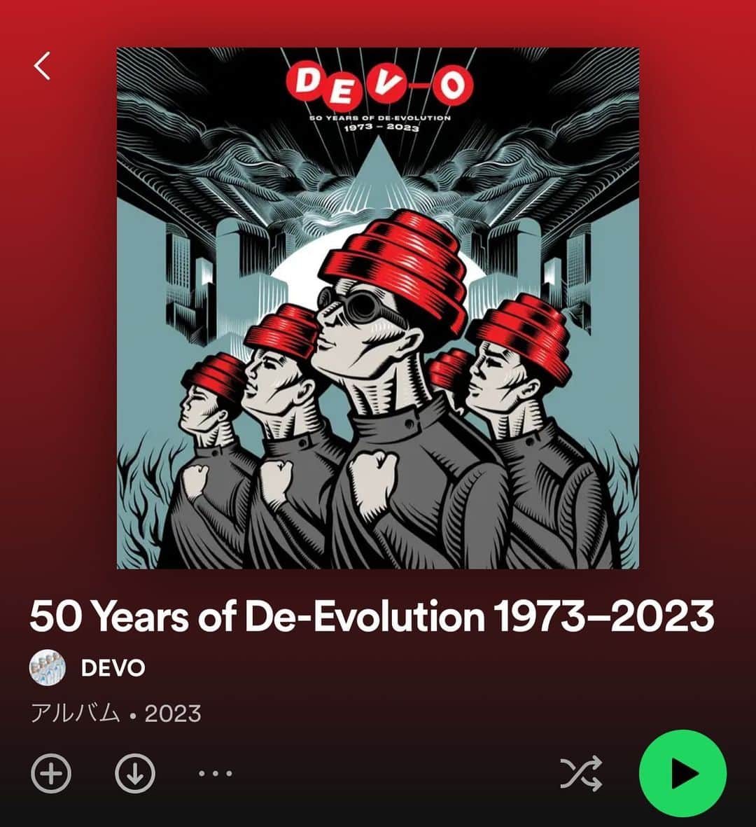 江口寿史のインスタグラム：「DEVO50周年て❗️50曲入りベスト盤て❗️ あ けんけんのう❗️さてすふぁくしおん‼️おめでとー‼️」