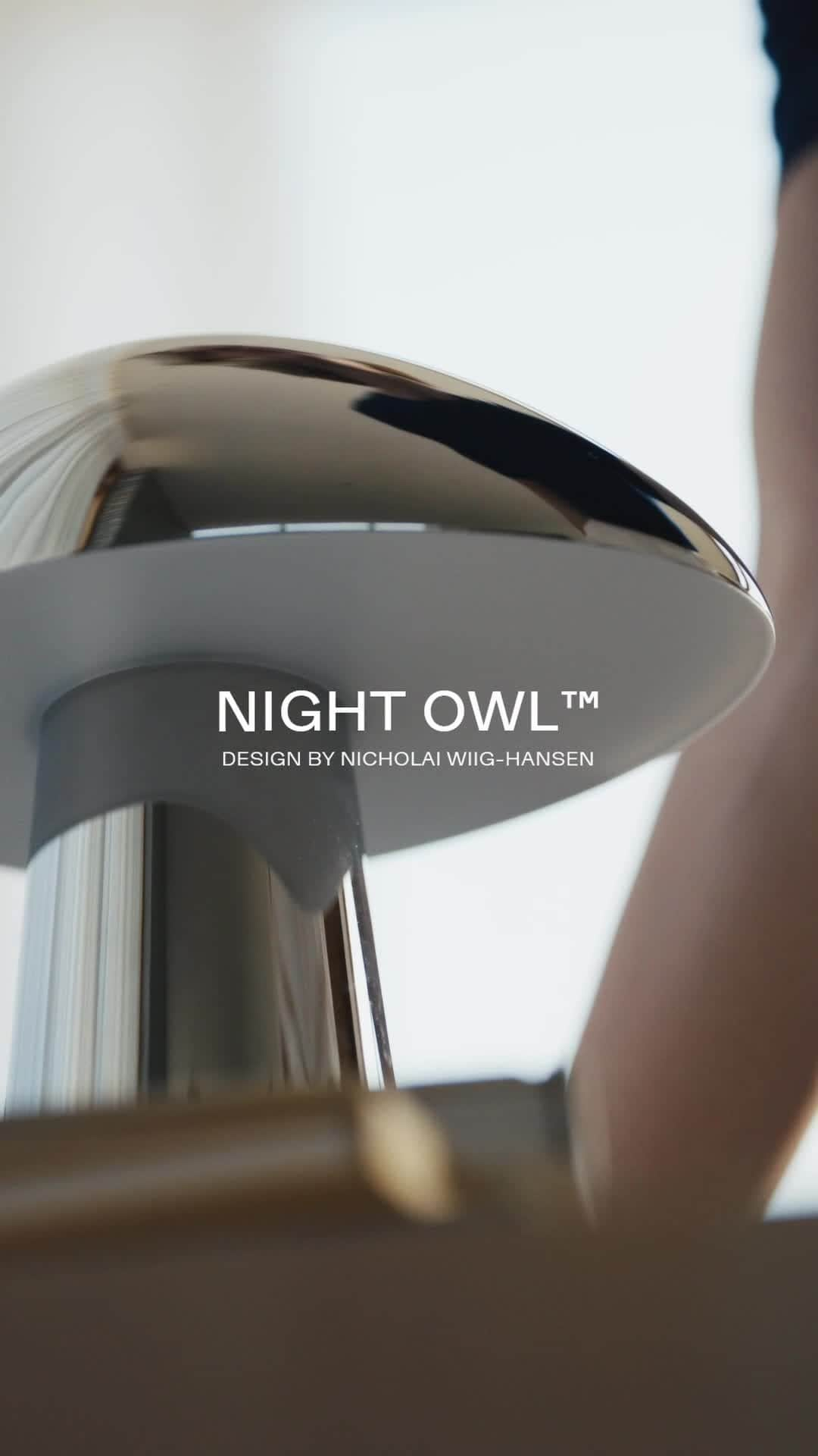 フリッツハンセンのインスタグラム：「When Nicholai Wiig-Hansen designed the Night Owl™ lamp in 2015, he looked to the Nordic design tradition to create a minimalist design with ambient appeal. ⁠ ⁠ Now offered in steel, the versatile design elevates spaces with its sleek design and atmospheric light.⁠ ⁠ Click the link in bio to discover the Night Owl™.⁠」