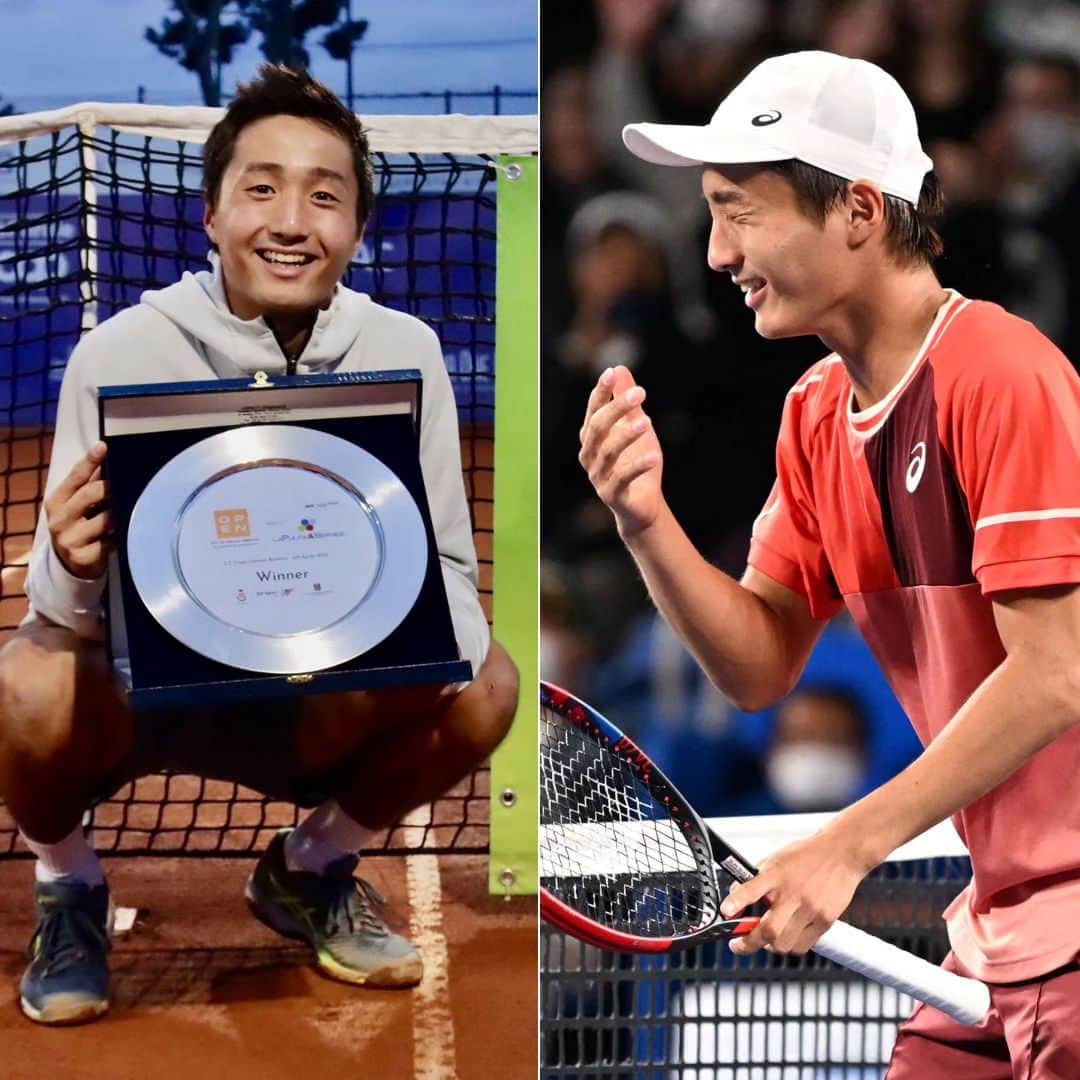望月慎太郎のインスタグラム：「The rise of @shintaromochizukiofficial 📈  Six months after winning his maiden Challenger title, the Japanese claims his first top 10 win to reach the quarterfinals of the ATP 500 event in Tokyo!  #OnTheRise」