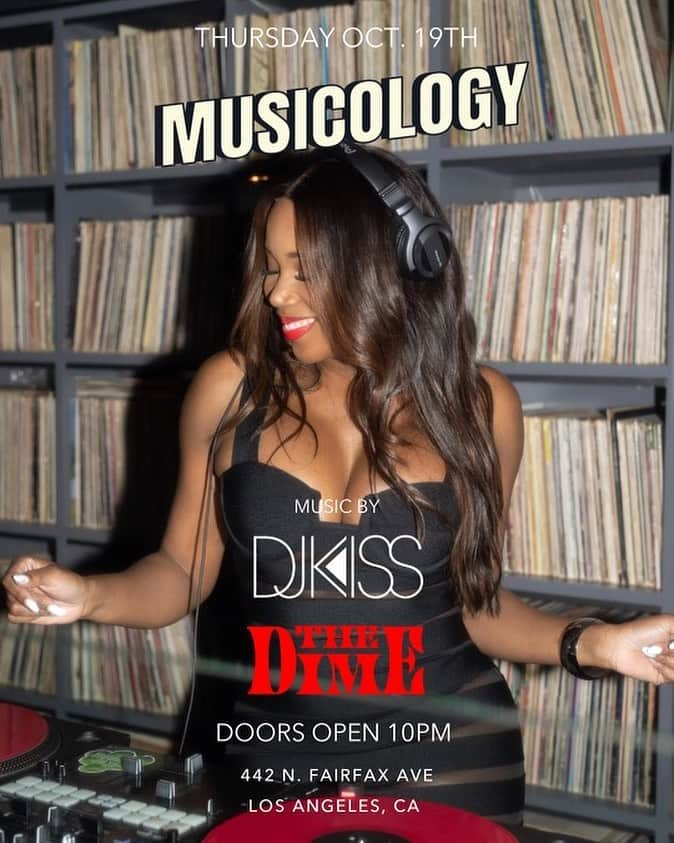 Kissさんのインスタグラム写真 - (KissInstagram)「LA tonight!!! Rocking my monthly Musicology party at @thedimela!!! I’ma be playing allllll that good shit so stop by for a drink and a two-step!! 🥰🙌🏾🎶 Also the homie @djmichellepesce will be there rocking an early set until 10:30pm if you want to come by early! See y’all tonight! ✨」10月20日 8時33分 - kissthedeejay