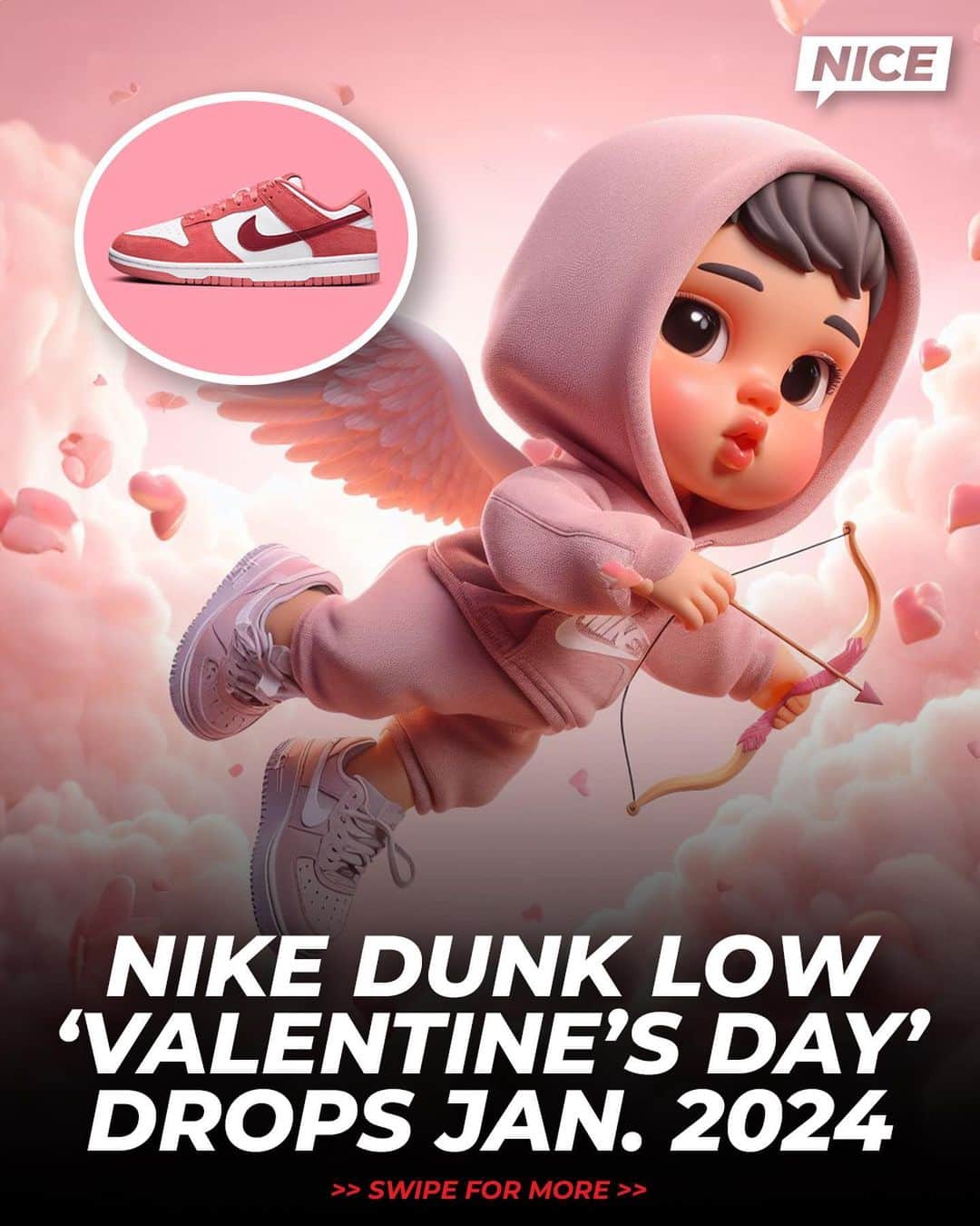 のインスタグラム：「Nike has some Dunk heat for the ladies this Valentine’s Day 👀💖  @nicedrops: 1/29 for $115 🗓️」