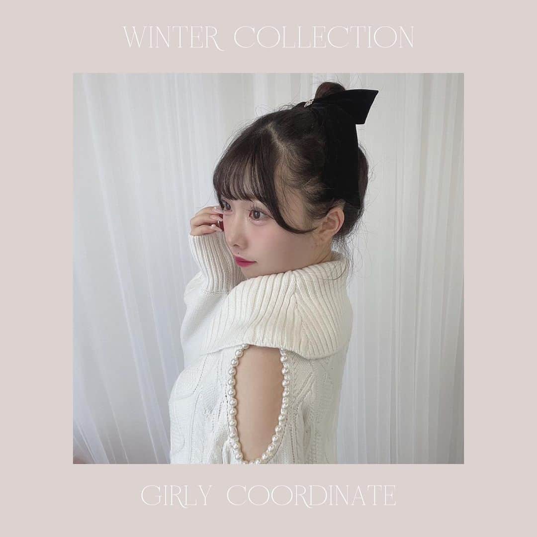 evelynのインスタグラム：「winter collection staff coordinate♡ ㅤㅤㅤㅤㅤㅤㅤㅤㅤㅤㅤㅤㅤ #パールショルダーニットOP ¥8,500 【OW/PI/IGY】 ㅤㅤㅤㅤㅤㅤㅤㅤㅤㅤㅤㅤㅤ #evelyn #エブリン」