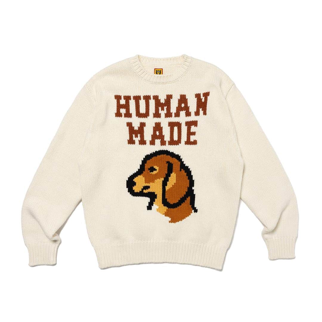 HUMAN MADEさんのインスタグラム写真 - (HUMAN MADEInstagram)「"DACHS KNIT SWEATER" is available at 21st October 11:00am (JST) at Human Made stores mentioned below.  10月21日AM11時より、"DACHS KNIT SWEATER” が HUMAN MADE のオンラインストア並びに下記の直営店舗にて発売となります。  [取り扱い直営店舗 - Available at these Human Made stores] ■ HUMAN MADE ONLINE STORE ■ HUMAN MADE OFFLINE STORE ■ HUMAN MADE HARAJUKU ■ HUMAN MADE SHIBUYA PARCO ■ HUMAN MADE 1928 ■ HUMAN MADE SHINSAIBASHI PARCO ■ HUMAN MADE SAPPORO  *在庫状況は各店舗までお問い合わせください。 *Please contact each store for stock status.  ボックスシルエットのローゲージニット。インターシャ編みで表現した、ダックスフンドのアニマルグラフィックがバックスタイルを演出します。  Low gauge knit sweater with a boxy silhouette. A dachshund graphic, woven using the intarsia technique, features on the back.」10月20日 11時29分 - humanmade