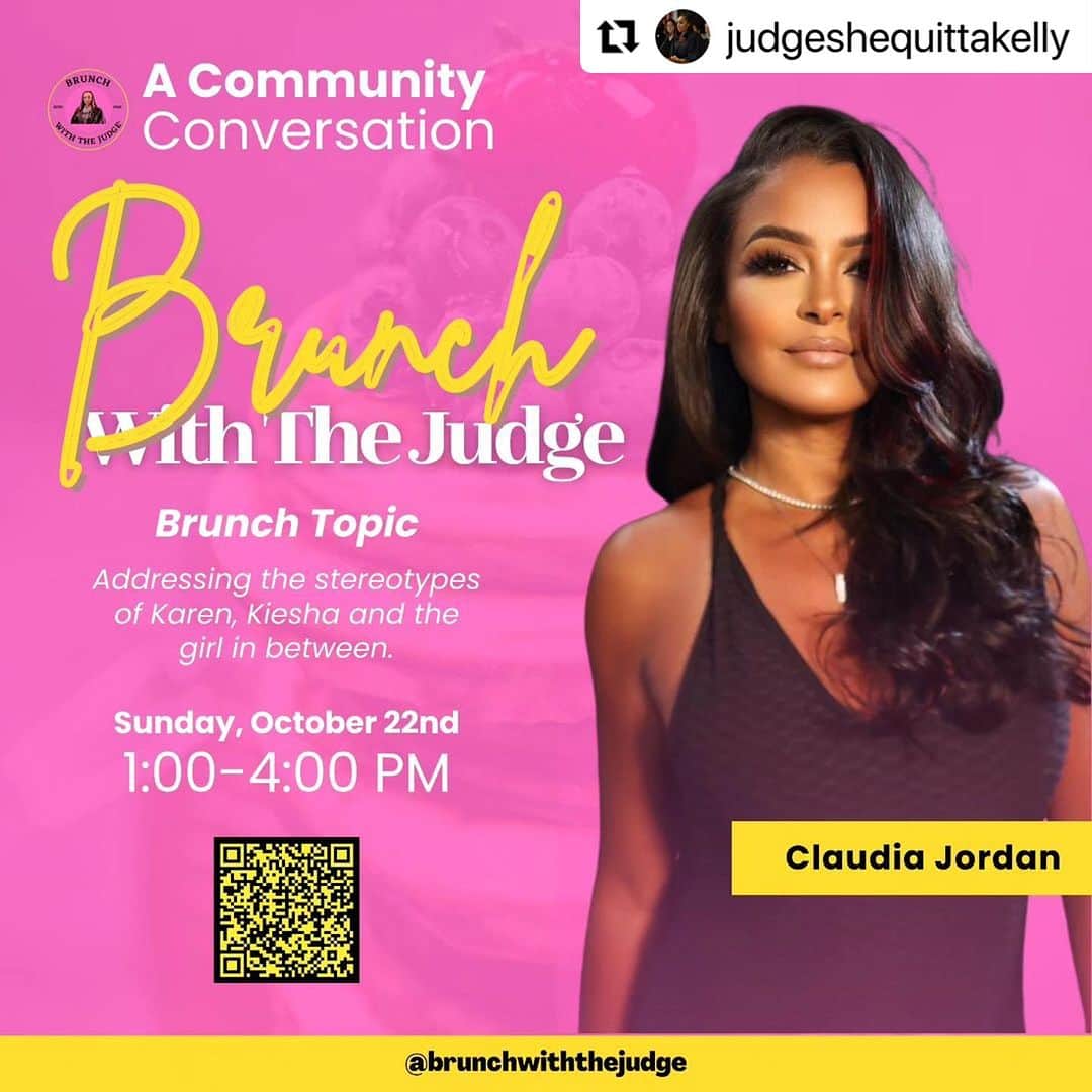 クラウディア・ジョーダンのインスタグラム：「Dallas!! This Sunday!! Pull up to this brunch! Great convo and vibes! Thanks for having me @judgeshequittakelly 🔥🔥🔥 #Repost @judgeshequittakelly #brunchwiththejudge」