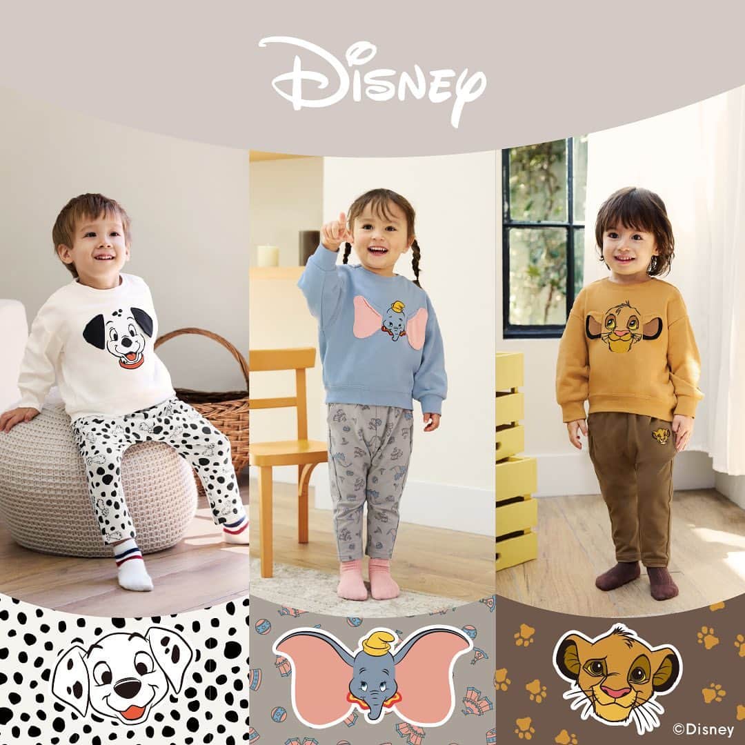 GUのインスタグラム：「. ディズニーキャラクターから、 「101匹わんちゃん」「ダンボ」「ライオン・キング」の コレクションが登場。 それぞれのキャラクターと一緒に、 上下でコーディネートが楽しめるラインナップで、 お着替え時間も楽しくハッピーに。 ____________________  BABY(TODDLER)カンタンスウェットプルオーバー(長袖) Disney 1 ¥1490 品番 347657  BABY(TODDLER)サマナルパンツ10分丈 Disney 1 ¥1490 品番 348773  BABY(TODDLER)カンタンスウェットプルオーバー(長袖) Disney 2 ¥1490 品番 348771  BABY(TODDLER)サマナルパンツ10分丈 Disney 2 ¥1490 品番 348774  BABY(TODDLER)カンタンスウェットプルオーバー(長袖) Disney 3 ¥1490 品番 348772  BABY(TODDLER)サマナルパンツ10分丈 Disney 3 ¥1490 品番 348775 ____________________  #Disney #ディズニー #ベビー #BABY #baby #キッズファッション #GUコーデ #GUfashion #YOURFREEDOM #GU #ジーユー」