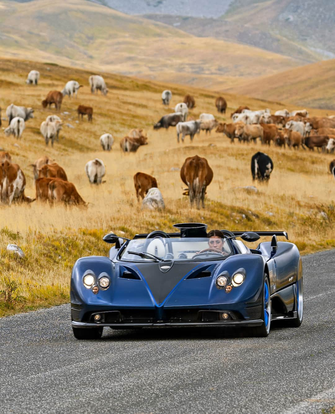 パガーニ・アウトモビリのインスタグラム：「Extreme design, unique customization, cutting edge technology.  The Pagani Zonda HP Barchetta is the result of our complicated search for simple ideas.  This hypercar is a prime example of the Grandi Complicazioni division, where a small team of specialists create one-off or extremely limited unique art pieces on wheels.  ---  Cari fan italiani, questo messaggio è per voi: siete pronti a vedere la vostra barchetta preferita in TV?  Allora non perdetevi la prossima puntata di @driveuptv_mediaset con @vickypiria che vi accompagnerà alla scoperta degli splendidi paesaggi abruzzesi a bordo di una Pagani Zonda HP Barchetta.  Quando? Domani, Sabato 21 Ottobre alle 13.45.  Dove? Su Italia 1.  E, se ve la perdete, non preoccupatevi: la puntata sarà disponibile anche su @mediasetinfinity.  #Pagani #PaganiAutomobili #ZondaHPBarchetta」