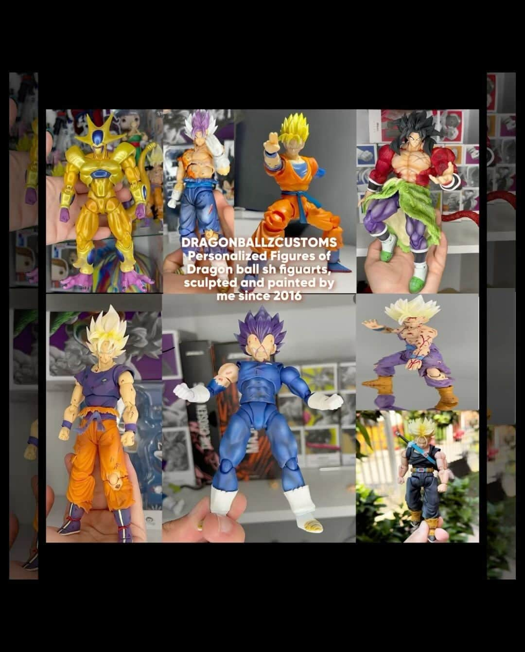 鳥山明（ファンアカウント）のインスタグラム：「Go!🐉 follow @dragonballzcustoms and check all those amazing handmade works with the SH FIGUARTS Dragon ball line! Direct from Chile 🇨🇱.   ¿Which custom figure it’s your favorite?🐲 👇🏻 comment down below   #鳥山明 #ドラゴンボール #ドラゴンボールZ #ドラゴンボール超 #ドラゴンクエスト #クロノトリガー#悟空 #ベジータ #アニメ ＃マンガ ＃日本 #AkiraToriyama #バードスタジオ#集英社 #dragonballdaima  #dbz  #custom #customdbz #customdbs #dragonball #dragonballgt #bojacktrunks  #goku  #vegetaultraego   #dragonballbudokaitenkaichi4 #figures #collection #hottoys #dragonballchile #SHfiguarts #photography #actionfigures」