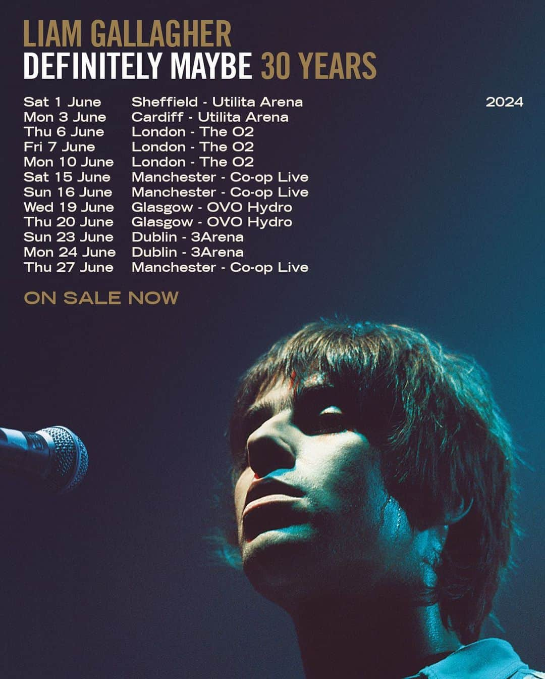 リアム・ギャラガーのインスタグラム：「DEFINITELY MAYBE 30 YEARS 2024 UK and Ireland tour dates on sale now. Link in bio and stories.」