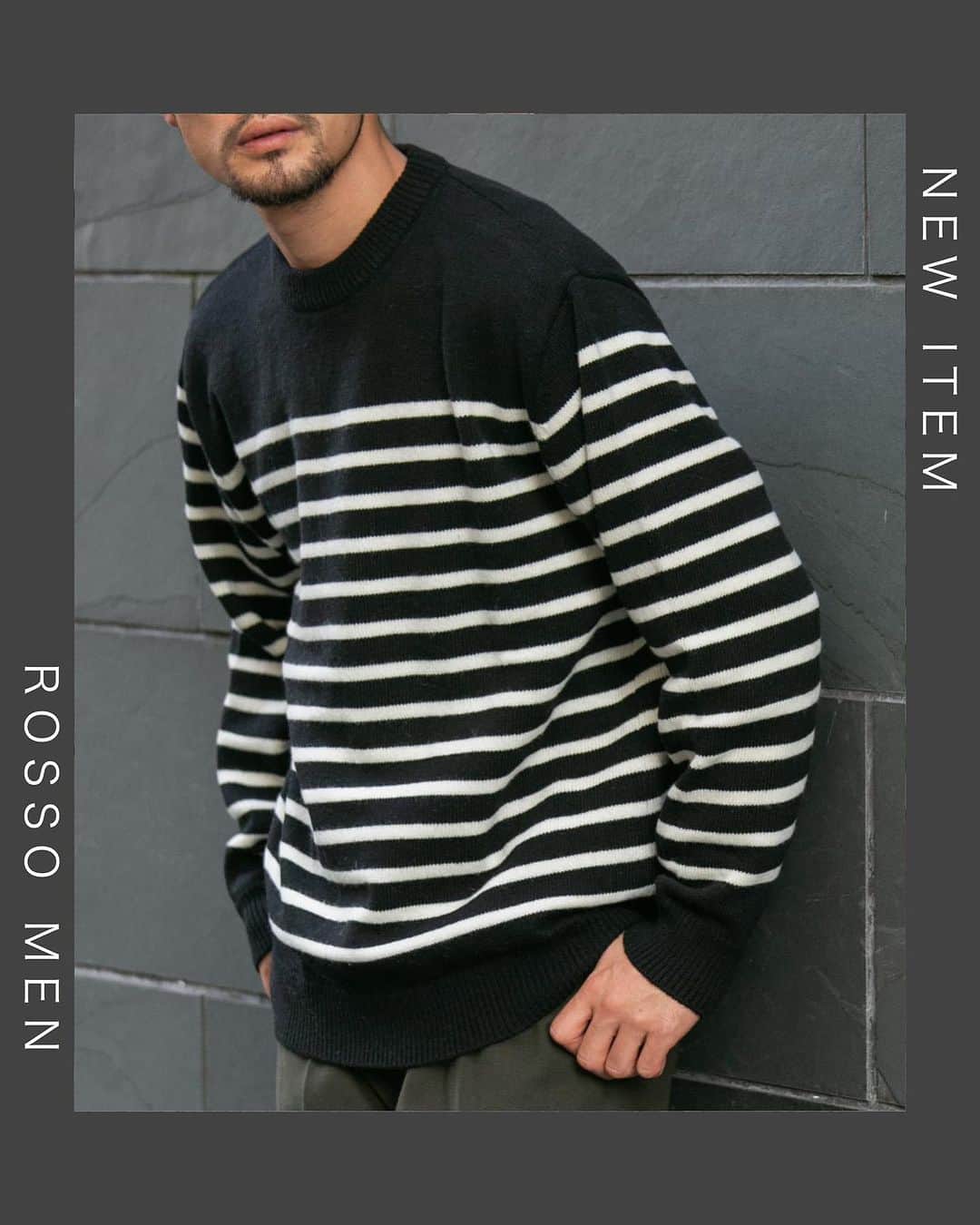 ROSSO MENのインスタグラム：「・  @urban_research_rosso_men ↑他の投稿もチェック！！  【定番のボーダー柄のシンプルベーシックニット】  バスクシャツをセーターに仕立てたベーシックなプルオーバーウールニット。  ゆるすぎない程良いサイズ感がすっきりした大人の印象にまとめあげ、カジュアルからきれいめまで対応できる万能な一着に。  十分な肉感で暖かさは申し分なく、チクチク感のない優しいタッチ感としっかりと体に馴染む伸縮性も◎ 上品かつ爽やかな印象とニットの温かみが絶妙なバランスで合わせるアイテムを選ばずコーディネートを楽しめる秋冬の定番アイテムです。  ーーーーーーーーーーーー 《画面をタップすると商品詳細をご覧いただけます》  【ITEM】　 ボーダークルーネックニット カラー: BLKxWHT , BRNxBEGNAVYxWHT サイズ :S , M , L、XL ￥13,200（tax in)  ーーーーーーーーーーーー  #メンズ #urbanresearch #アーバンリサーチ #urbanresearchrossomen#アーバンリサーチロッソメン #秋服コーデ #秋冬コーデ #大人カジュアル #きれいめカジュアル #大人カジュアルコーデ #きれいめカジュアルコーデ #ギフト #ギフトにおすすめ #おすすめギフト #ootd #スタイリング #スタッフスタイリング #大人きれいめコーデ #着映えコーデ #メンズファッション #大人カジュアルスタイル #おでかけコーデ #お出かけコーデ」