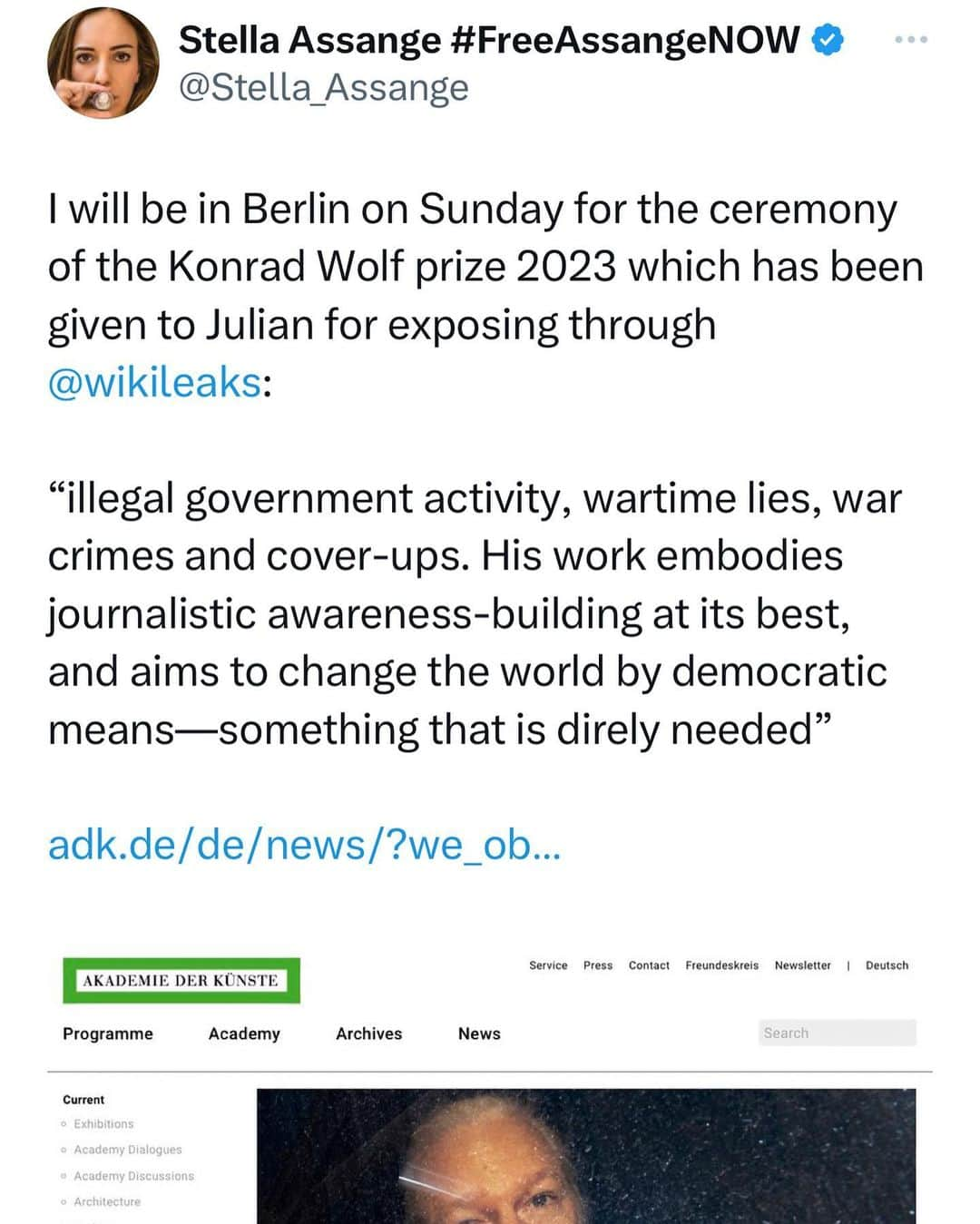 WikiLeaksのインスタグラム：「@stellaassange」