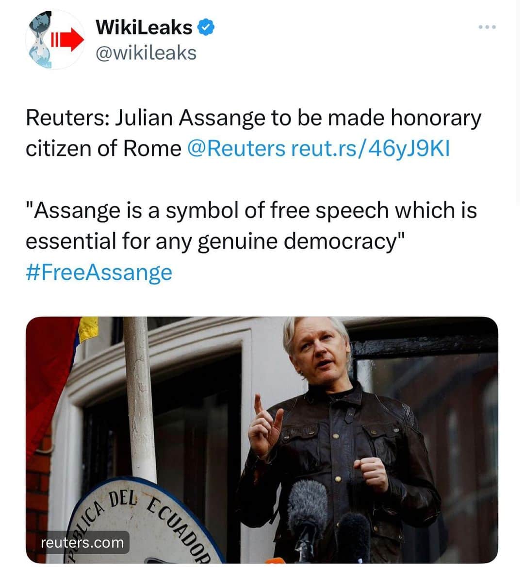 WikiLeaksのインスタグラム：「@reuters」