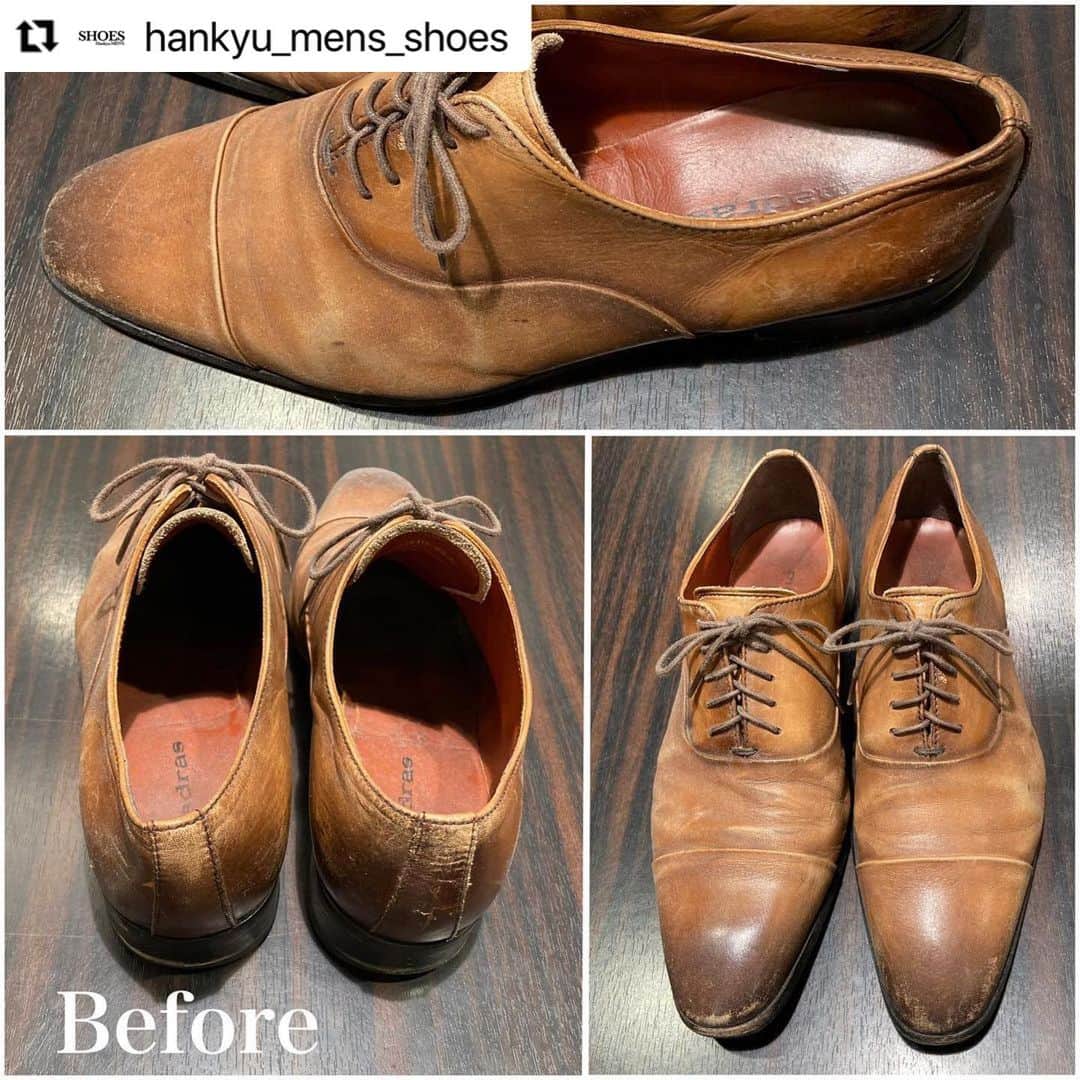 THE COLUMBUS CO.,LTD.さんのインスタグラム写真 - (THE COLUMBUS CO.,LTD.Instagram)「【リペア職人の技】  @hankyu_mens_shoes さんのご投稿をリポスト。 ・・・ ㅤㅤㅤㅤㅤㅤㅤㅤㅤㅤㅤㅤㅤ ㅤㅤㅤㅤㅤㅤㅤㅤㅤㅤㅤㅤㅤㅤㅤㅤㅤㅤㅤㅤㅤㅤㅤㅤㅤㅤㅤㅤㅤㅤㅤㅤㅤㅤㅤㅤㅤㅤ✔︎SHOE CARE ブートブラック　リペアクリーム  キズ&色褪せの激しい革靴を、 靴磨き職人のPLSB上田氏( @boys_penny )にケアしていただきました。  革に一度ついてしまったキズは治すことはできませんが、丁寧なケアによって目立ちにくくなる場合もあります。  今回、キズ&色褪せのカバーに主に使用したのは… •コレクションズシュークリーム　税込¥2,200- •リペアクリーム 税込¥660-  ケア用品の色選びや使い方など、お困りごとがあれば、シューケアスタッフや靴磨き職人へ、ぜひご相談ください。  ※メンズ大阪でのPLSBによる靴磨きは金土日の実施です  #plsb #靴磨き #シューケア#shoeshine #bootblack #ブートブラック#革靴 #HankyuMensOsaka #HankyuMens #阪急メンズ大阪 #阪急メンズ #コロンブス #リペア #シューケア #革靴」10月20日 17時46分 - columbus_official_