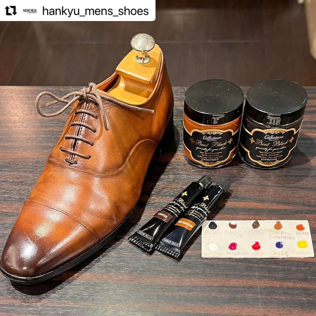 THE COLUMBUS CO.,LTD.さんのインスタグラム写真 - (THE COLUMBUS CO.,LTD.Instagram)「【リペア職人の技】  @hankyu_mens_shoes さんのご投稿をリポスト。 ・・・ ㅤㅤㅤㅤㅤㅤㅤㅤㅤㅤㅤㅤㅤ ㅤㅤㅤㅤㅤㅤㅤㅤㅤㅤㅤㅤㅤㅤㅤㅤㅤㅤㅤㅤㅤㅤㅤㅤㅤㅤㅤㅤㅤㅤㅤㅤㅤㅤㅤㅤㅤㅤ✔︎SHOE CARE ブートブラック　リペアクリーム  キズ&色褪せの激しい革靴を、 靴磨き職人のPLSB上田氏( @boys_penny )にケアしていただきました。  革に一度ついてしまったキズは治すことはできませんが、丁寧なケアによって目立ちにくくなる場合もあります。  今回、キズ&色褪せのカバーに主に使用したのは… •コレクションズシュークリーム　税込¥2,200- •リペアクリーム 税込¥660-  ケア用品の色選びや使い方など、お困りごとがあれば、シューケアスタッフや靴磨き職人へ、ぜひご相談ください。  ※メンズ大阪でのPLSBによる靴磨きは金土日の実施です  #plsb #靴磨き #シューケア#shoeshine #bootblack #ブートブラック#革靴 #HankyuMensOsaka #HankyuMens #阪急メンズ大阪 #阪急メンズ #コロンブス #リペア #シューケア #革靴」10月20日 17時46分 - columbus_official_