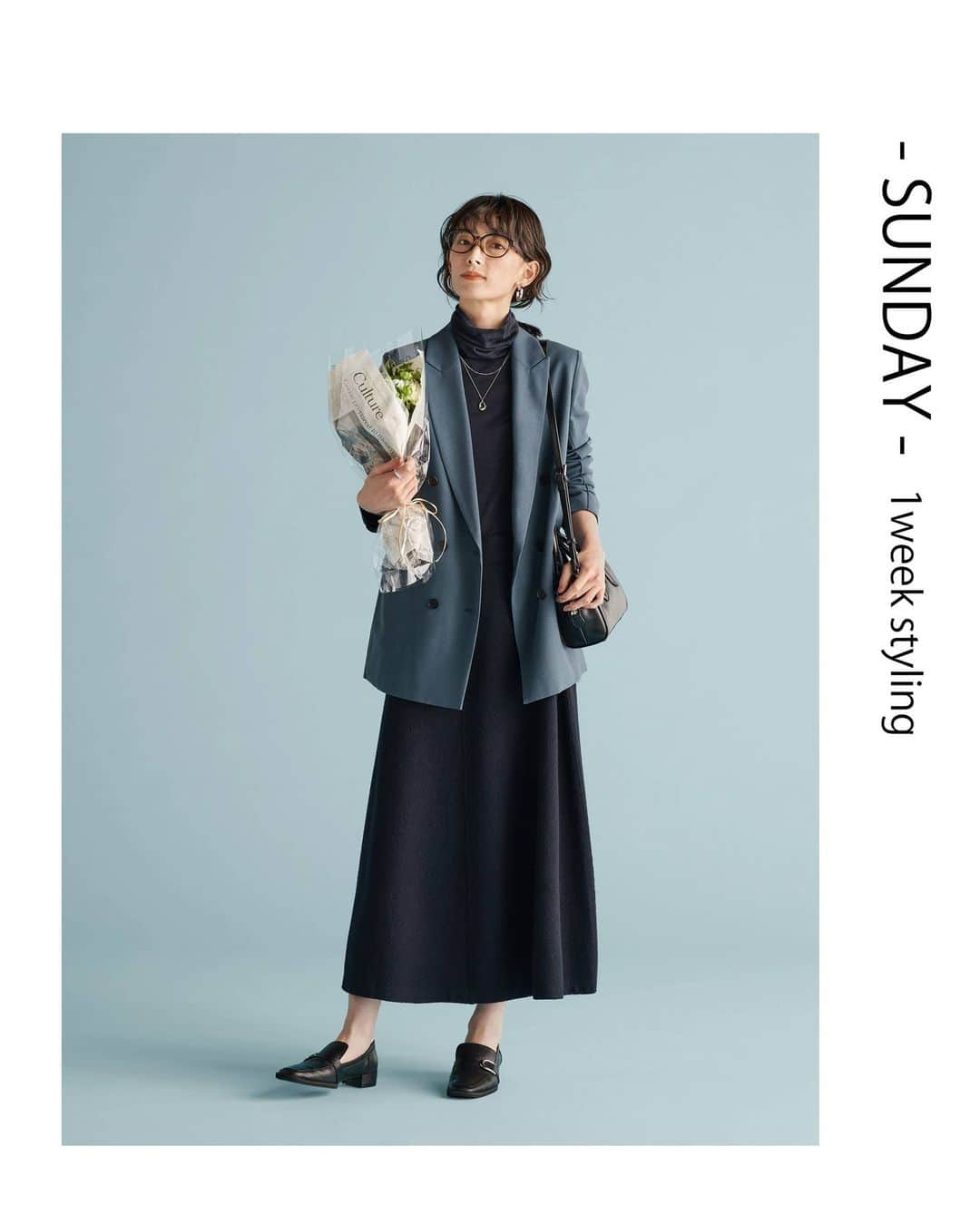 ICB WEB MAGAZINEのインスタグラム：「. FASHION in new 7days  ３着のセットアップで完成！ スーツを着回す１週間コーデ  - SUNDAY -  ダブルジャケットで 趣味の時間を楽しむ  休日の美術館やコンサートでは、 タートルニットとニットスカートのきれいめカジュアルに。 ラフなダブルブレストは、オフシーンでも重宝する一着。 洒落見えする絶妙な色合わせで、こなれた表情が完成。  ウール2WAYストレッチ ダブルブレストジャケット ¥39,930(taxin)  スムージータートル ニット ¥19,910(taxin)  ミルドウール ニットスカート ¥27,940(taxin)  #icb #icbjp #icbstyle  #onward #オンワード #オンワード樫山 #onwardcrosset #オンワードクローゼット #fashion #通勤コーデ #通勤スタイル #オフィススタイル #オフィスカジュアルコーデ #ootd #オフィスカジュアル #シンプルコーデ #大人カジュアル #秋コーデ #シンプルファッション #お仕事服 #ootdfashion #大人シンプル #ジャケット #ダブルジャケット #ジャケットコーデ #ダブルジャケットコーデ #カラージャケット #カジュアルジャケット #お仕事コーデ #ニットスカート」