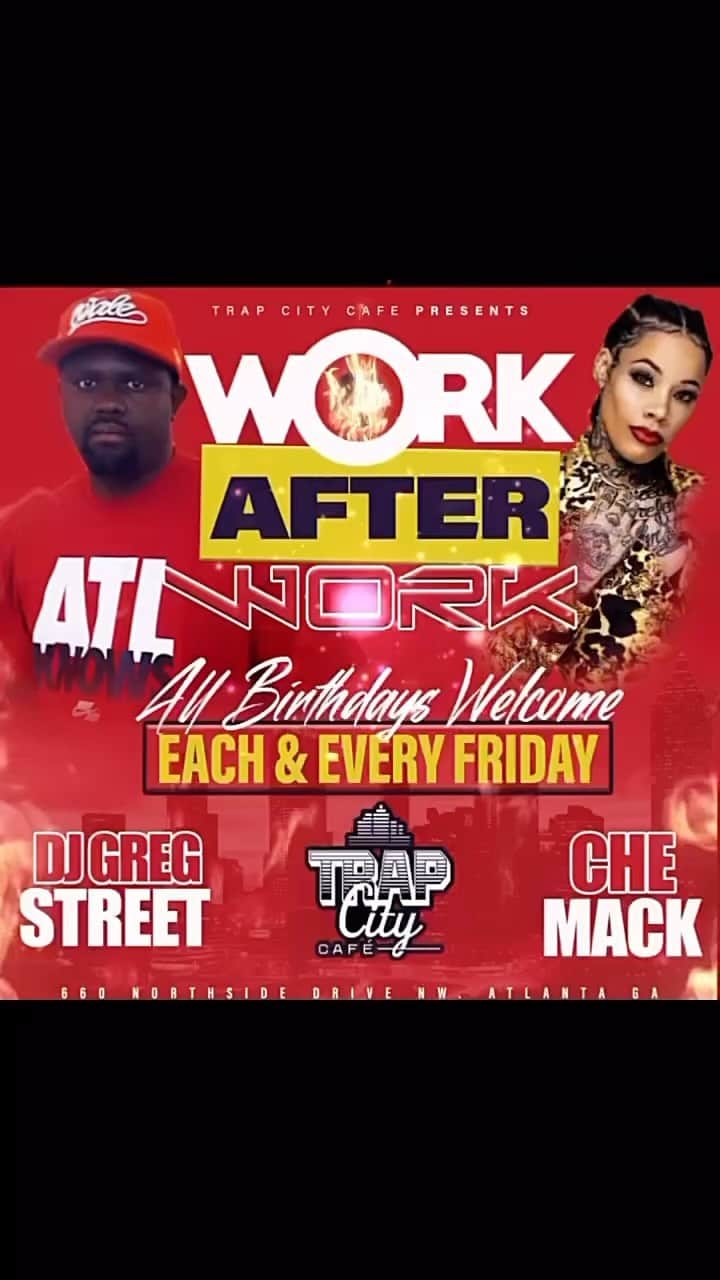 T.I.のインスタグラム：「Today GET FRESH FRIDAYS it’s WORK AFTER WORK hosted by @djgregstreet Music By @iamchemack  on We OPEN at 5PM - 2AM @trapcitycafe FOOD DRINKS HOOKAH & BOTTLE SERVICE Birthdays & Reservations Come and experience the culture!! Live DJ #Patio #Hookah #Food #Drinks new music by @domani  Dinner reservations Tables & Bottle Service  text @MikeUpscale1 the word TRAP at 404-901-5272 FREE ENTRY ALL NIGHT Music By @Domani #VibeEmporium #WorkAfterWork #TrapCityCafe #TrapCityHunnies www.TrapCityCafe.com」
