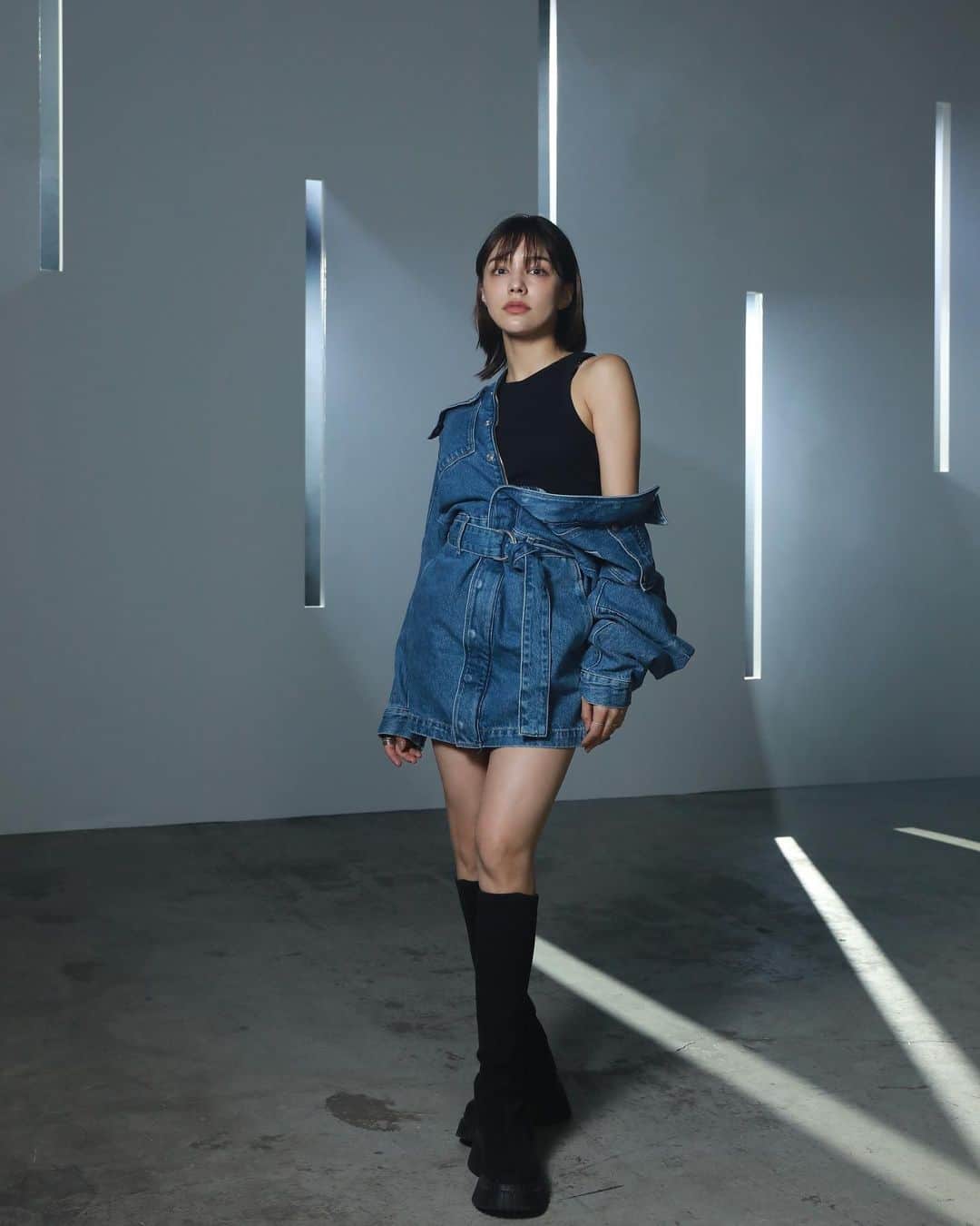 ステファニーのインスタグラム：「🌙🖤💙 @calvinklein NIGHT #love #fashion #calvinklein」