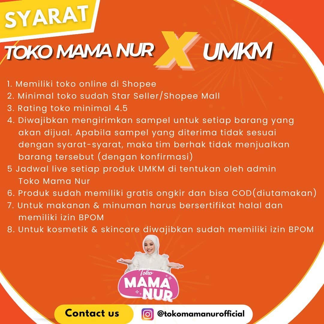 Aurelさんのインスタグラム写真 - (AurelInstagram)「SYARAT TOKO MAMA NUR X UMKM  Segera hubungi kita melalui DM Instagram jika toko kalian sudah memenuhi syarat di atas!  Let’s gooo!🚀🚀🚀」10月20日 18時57分 - aurelie.hermansyah