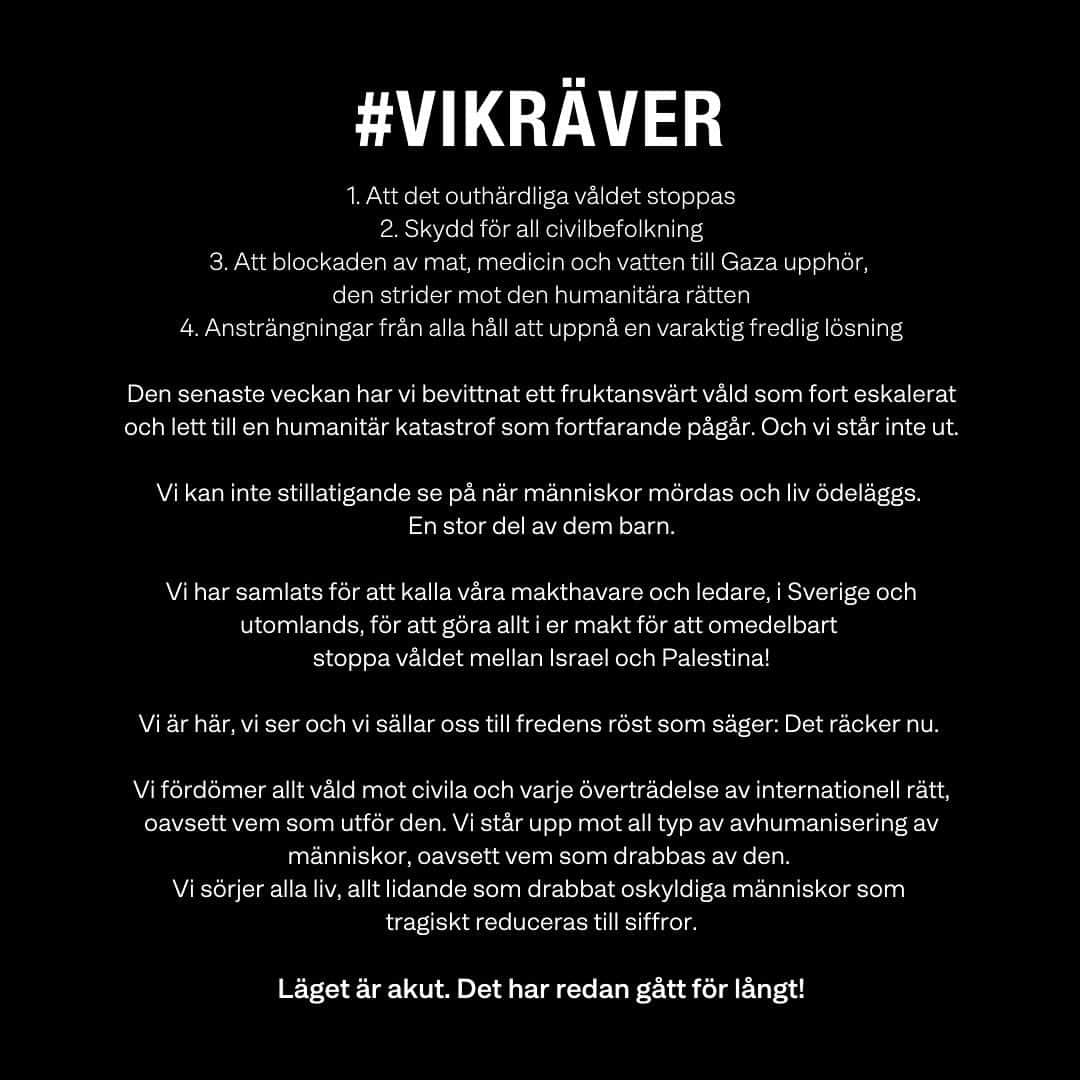 ダニー・ソーシドのインスタグラム：「Det är för mycket vidrigheter världen över nu. Oavsett sida, politisk eller religiösa ställning. Det räcker NU! ❤️ #vikräver」